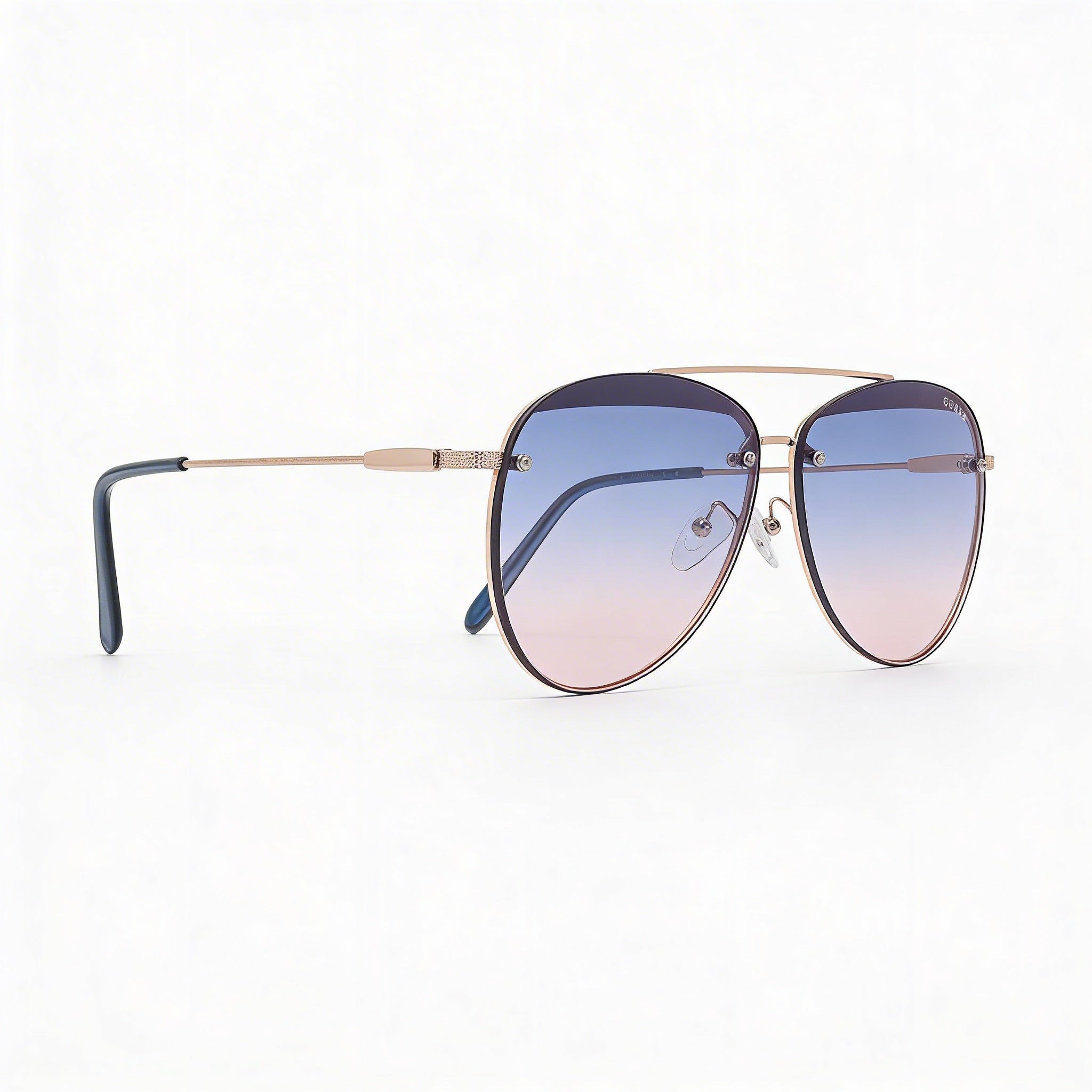 GUESS Factory Modern Unisex Shiny Rose Gold Gradient Blue Plastic Frame Non-Polarized UV Sunglasses 63mm, Photo 3