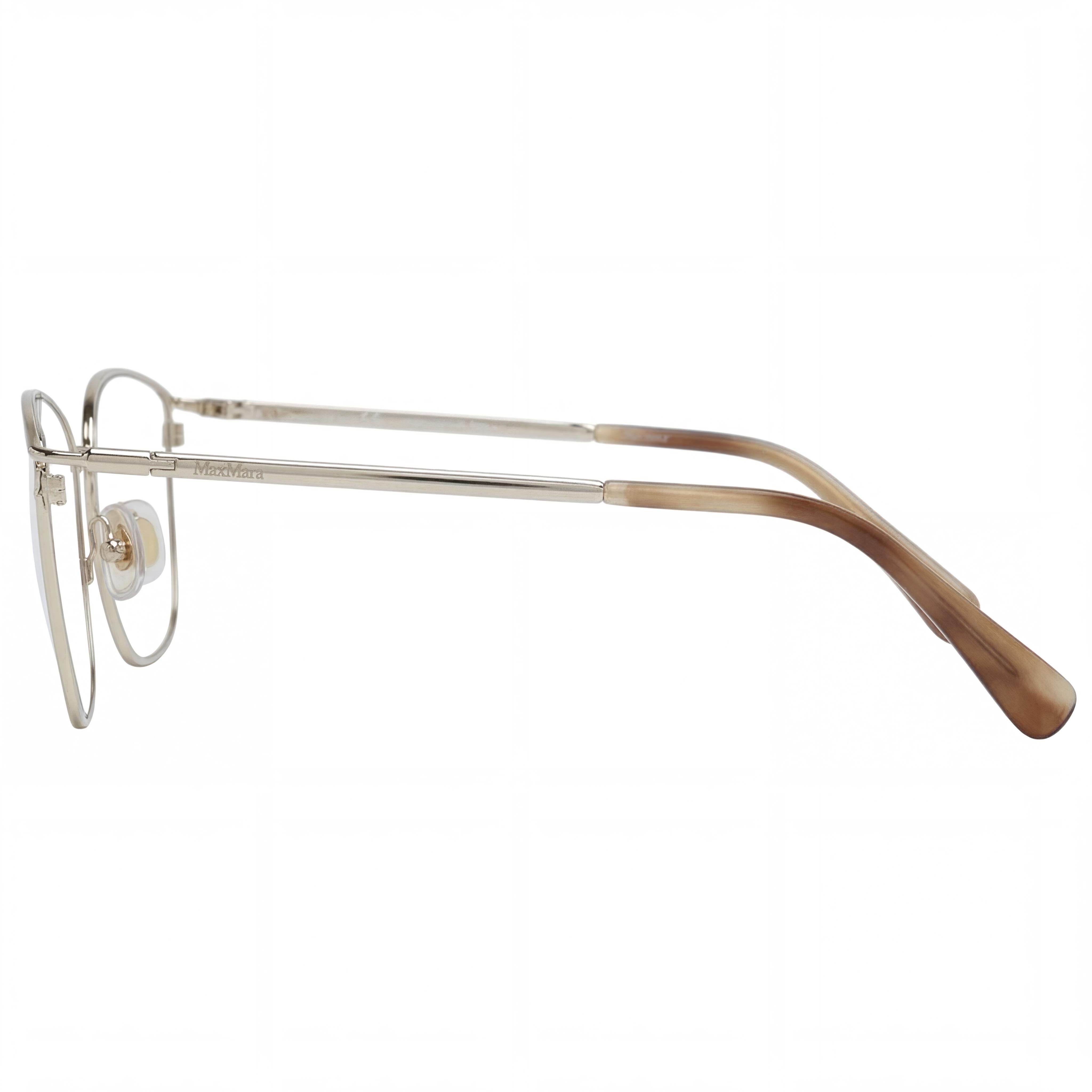 Gafas de mujer informales MaxMara con montura metálica dorado pálido y lentes transparentes 54-15-135, Photo 2