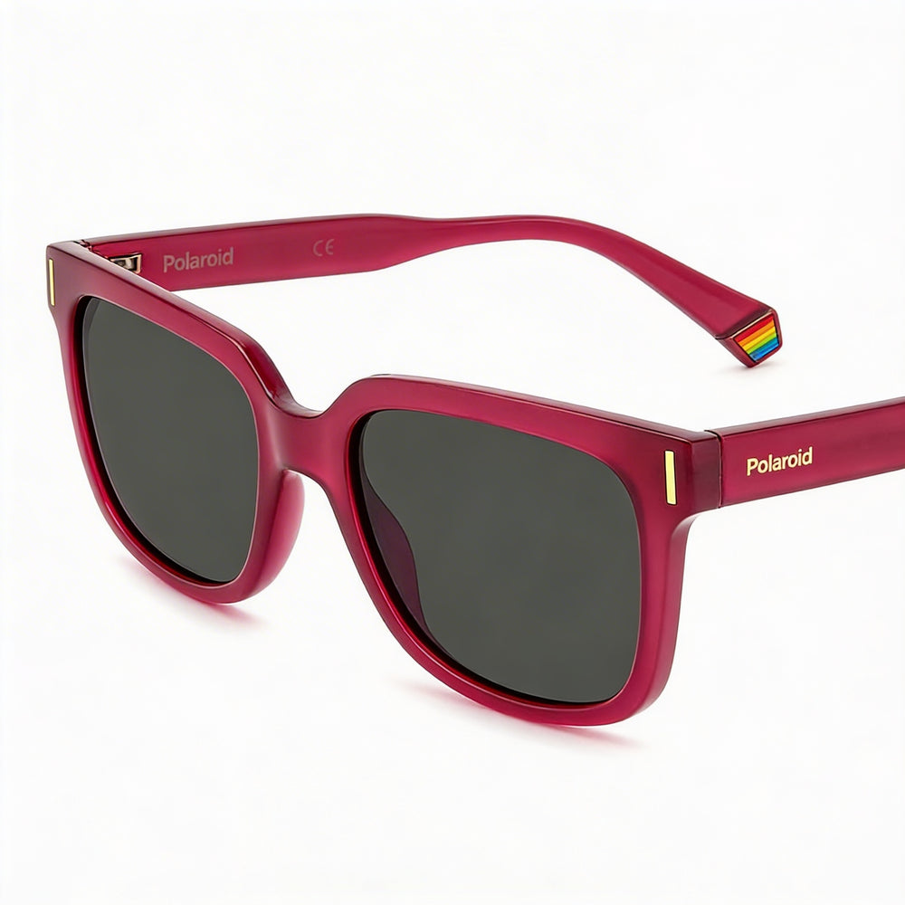 Polaroid Modern Men’s Fuchsia Polycarbonate Frame Grey Polarized UV 400 Protection Sunglasses 54mm