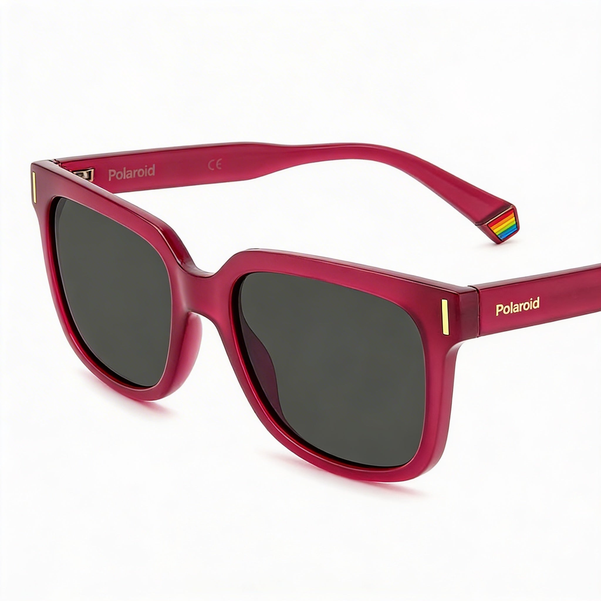 Polaroid Modern Men’s Fuchsia Polycarbonate Frame Grey Polarized UV 400 Protection Sunglasses 54mm, Photo 3