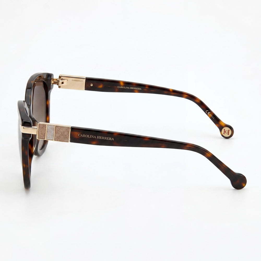 Gafas de sol Carolina Herrera casual de acetato para mujer con montura Habana y lentes de policarbonato marrón degradado con protección UV de 55 mm
