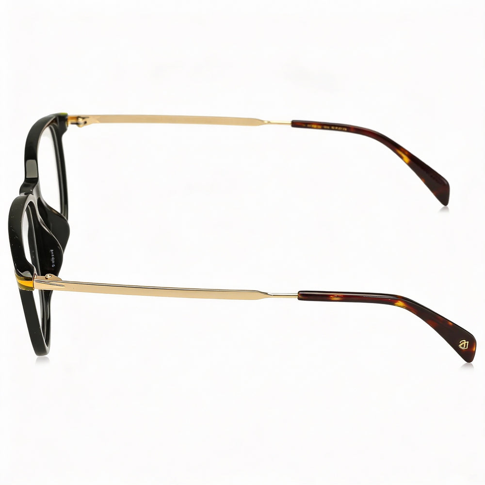 Gafas David Beckham DB 7074/F para hombre, montura rectangular de plástico, lentes de policarbonato, color negro y dorado, 55 mm