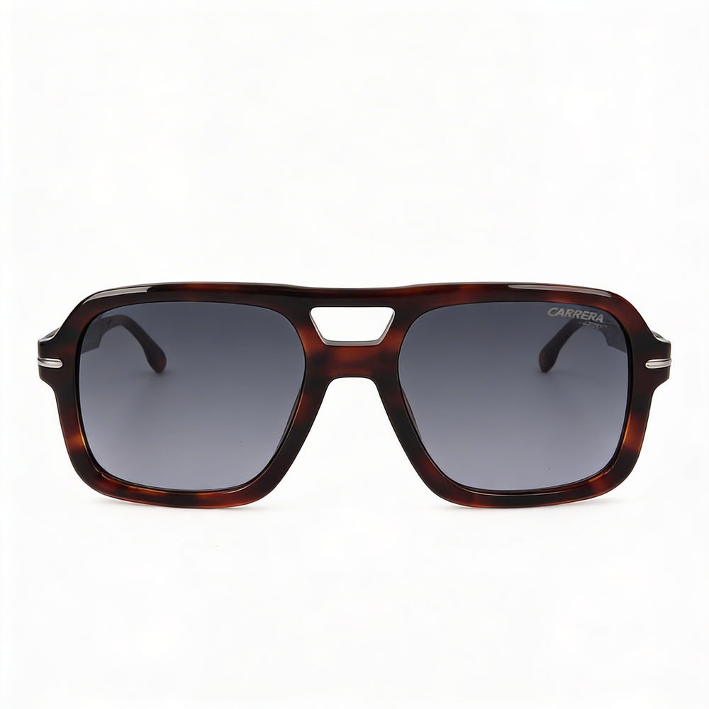 Gafas de sol Carrera Signature para mujer, montura de acetato marrón tipo cuerno con lentes de policarbonato con protección UV, 55 mm