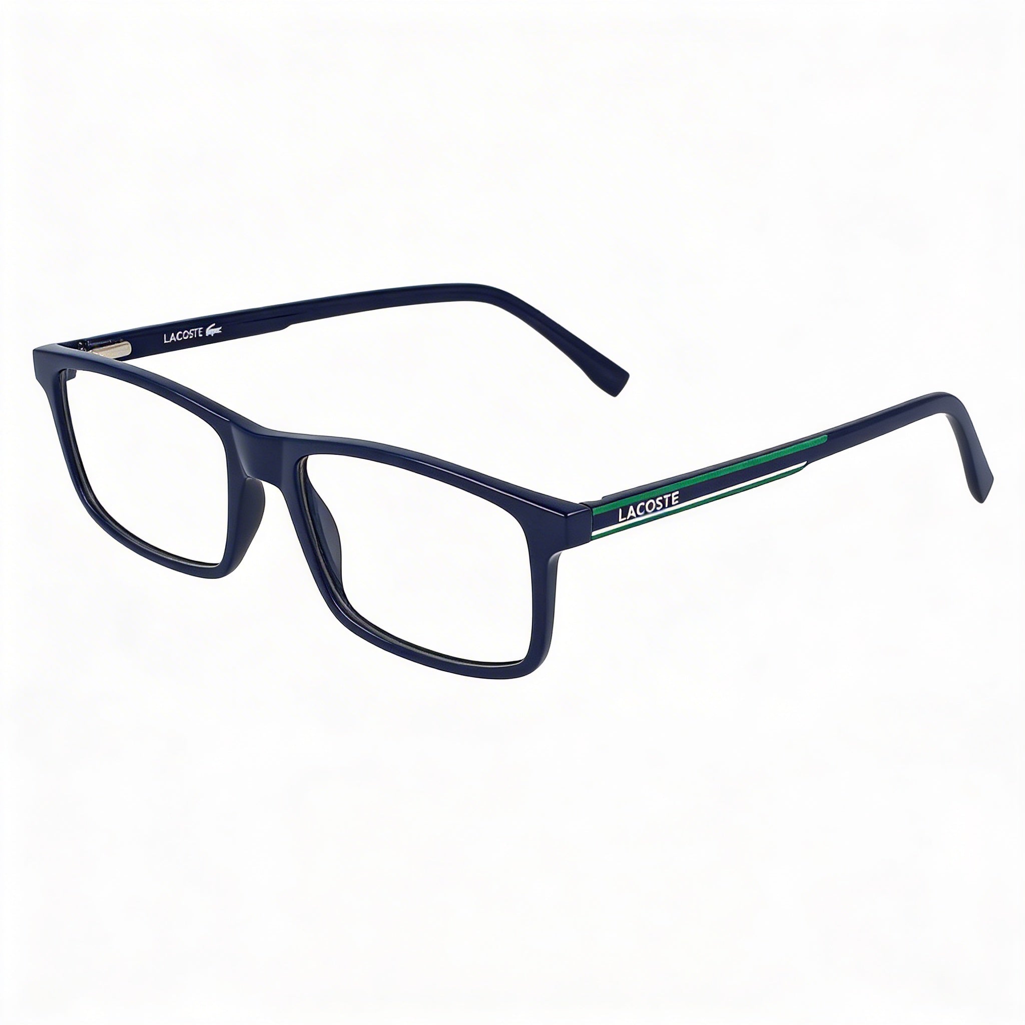 Lacoste Casual Unisex Eyeglass Frames with Blue Frame and Transparent Plastic Lenses, 54mm, Photo 1