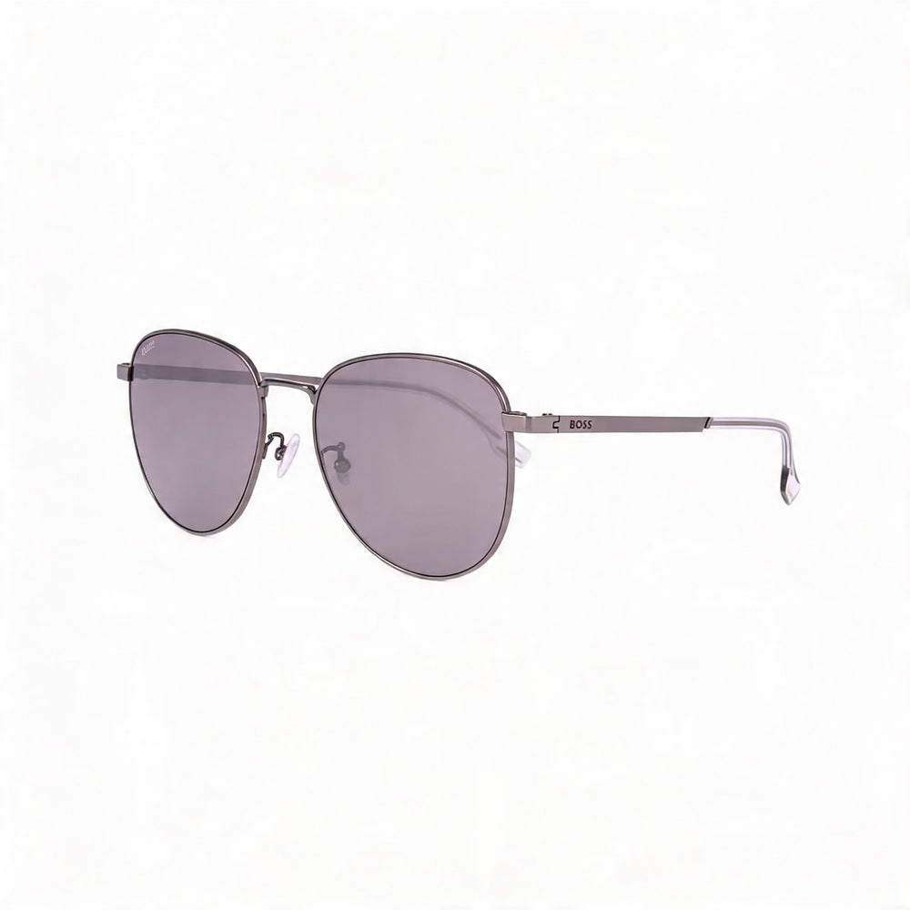 Hugo Boss Modern Unisex Silver Mirror Ruthenium Stainless Steel Sunglasses with UV Protection, 57mm