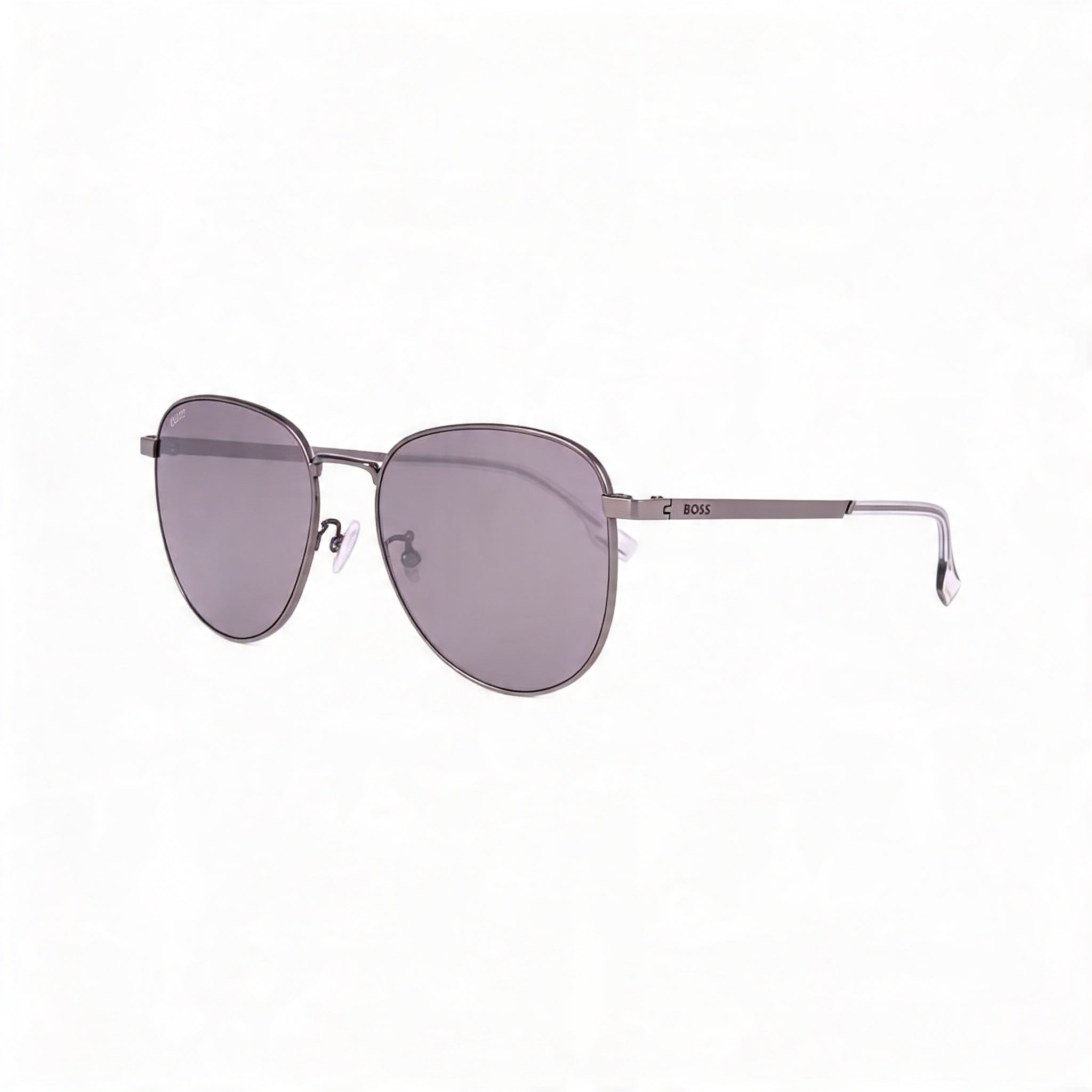 Gafas de sol unisex modernas Hugo Boss de acero inoxidable rutenio y espejo plateado con protección UV, 57 mm, Photo 1