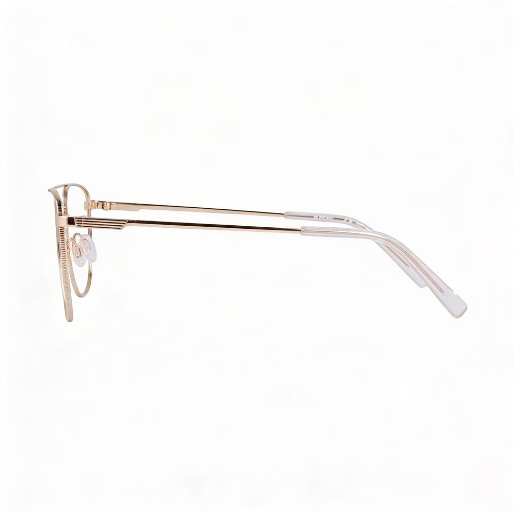 Flexon Casual Men's Eyeglasses featuring Gold Metal Frame and Transparent Non-Polarized Plastic Lenses 55-17-145