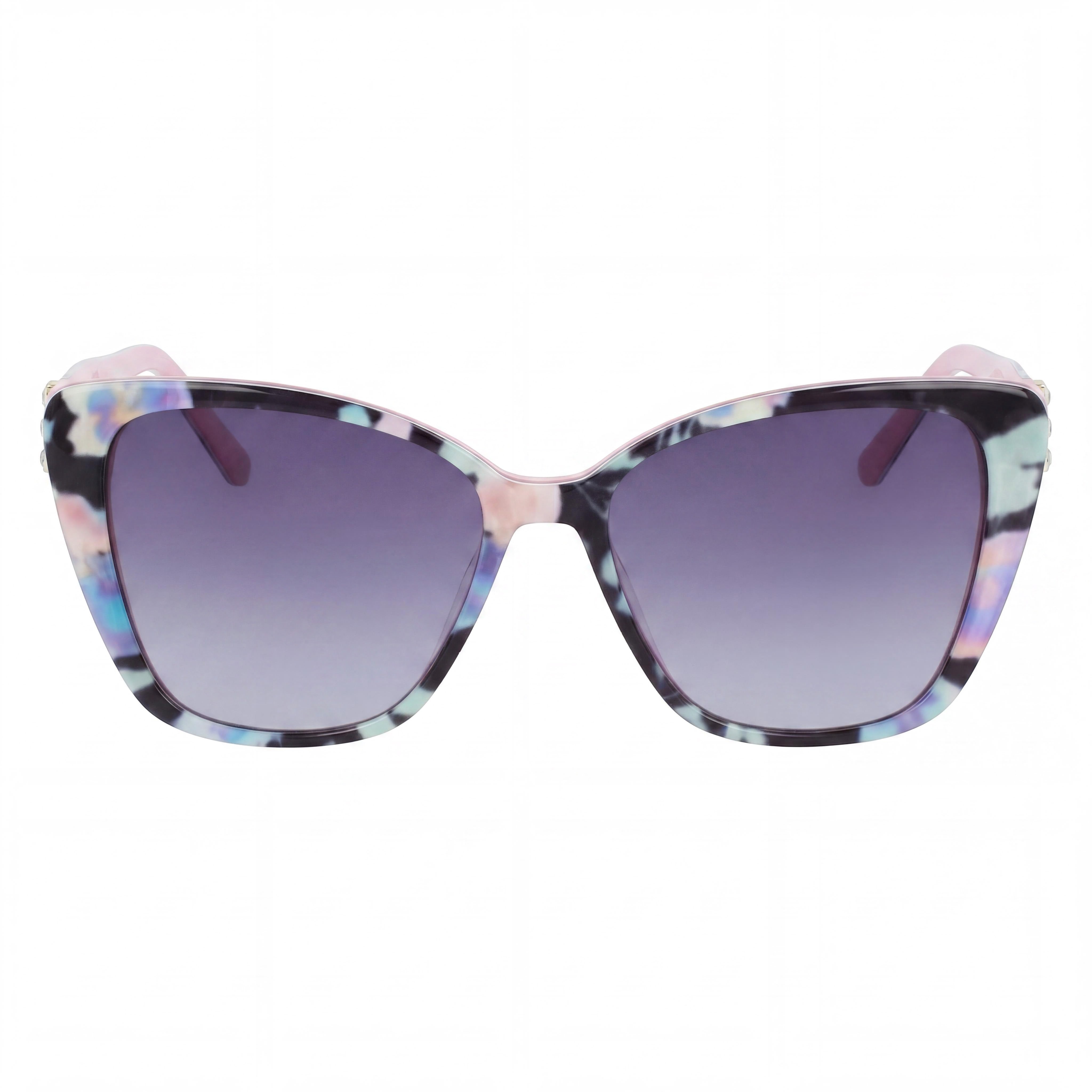 BEBE Lentes clásicos florales de acetato jet para mujer, 55 mm, protección UV, lente multicolor no polarizada, Photo 2