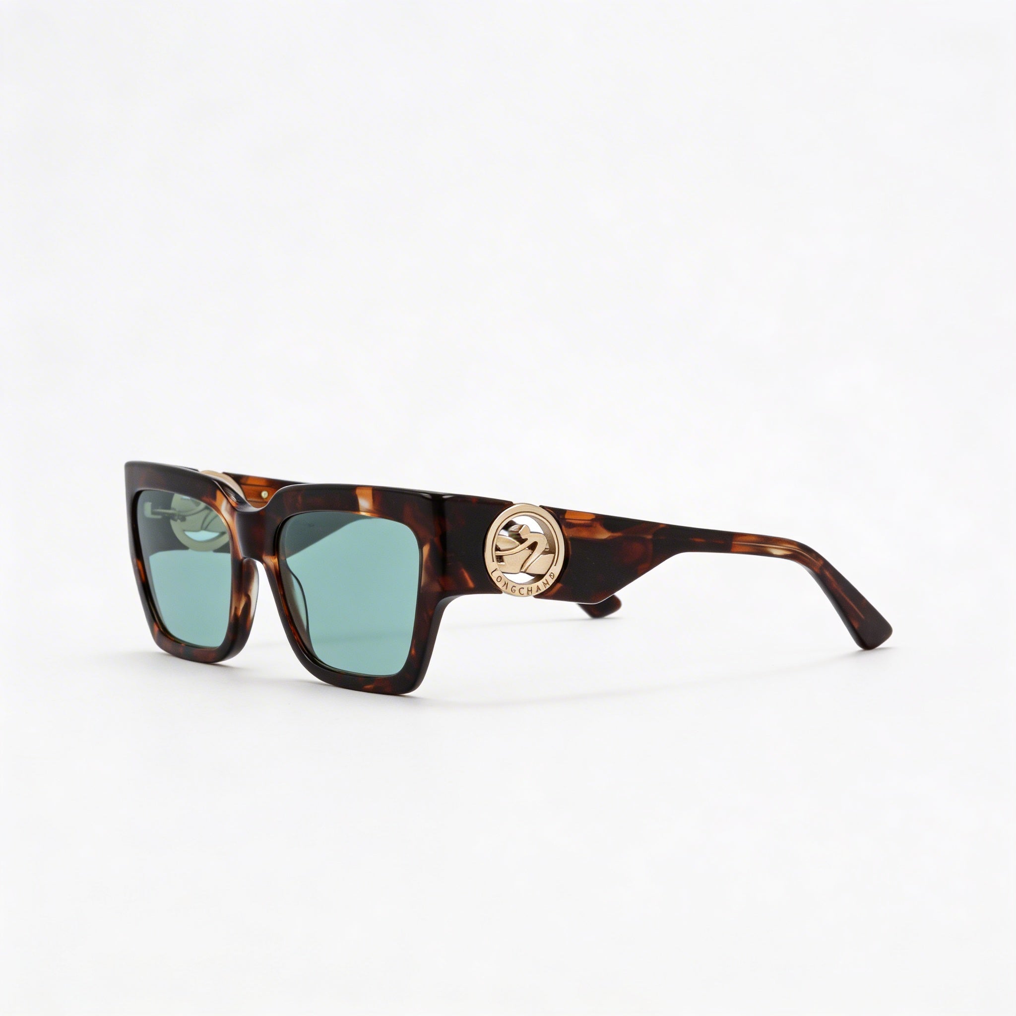 Longchamp LO735S Casual Women's Havana Green Plastic Rectangle Sunglasses Light Brown Lens 55mm UV Protected, Photo 1