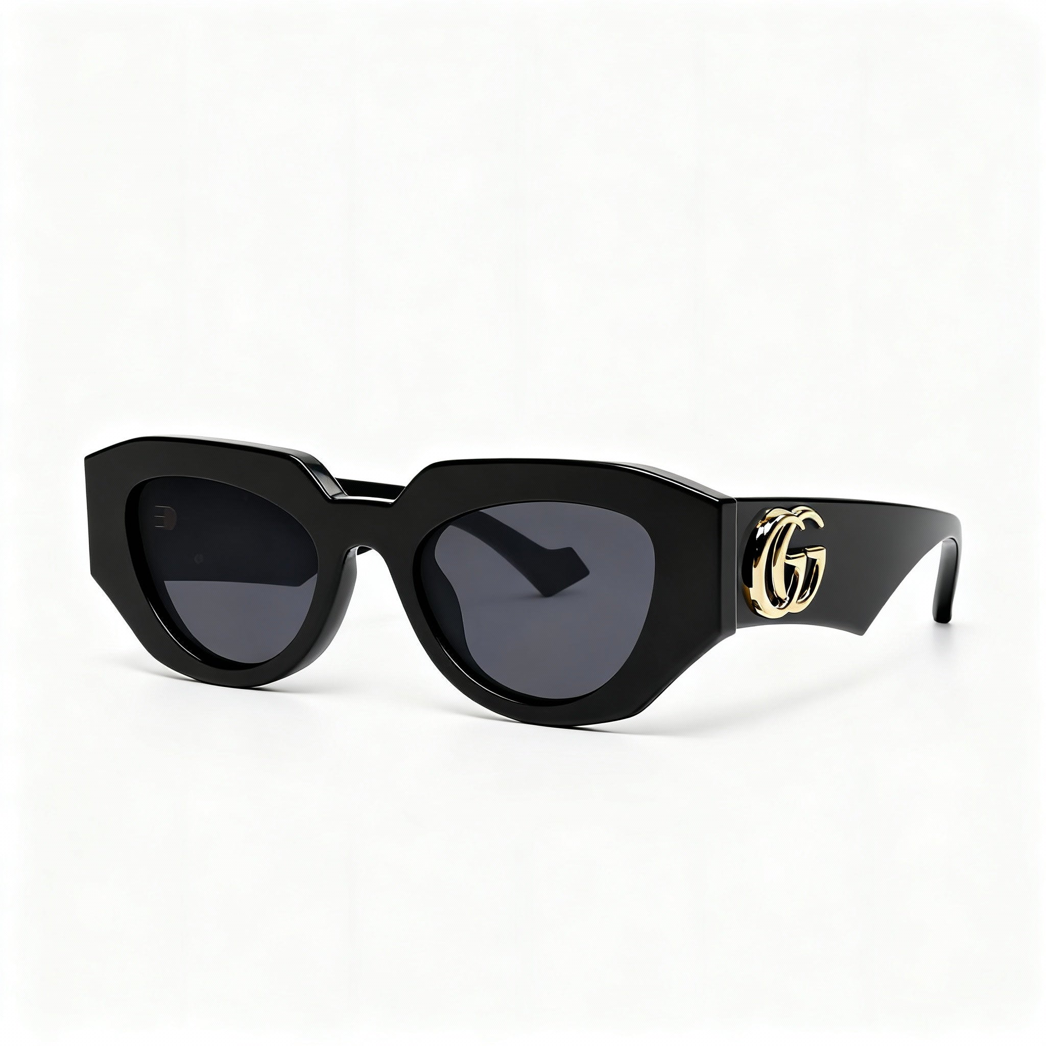 Gucci GG1421S-001 Women's Black Acetate Cateye Non-Polarized Sunglasses with Grey Lenses Size 51mm