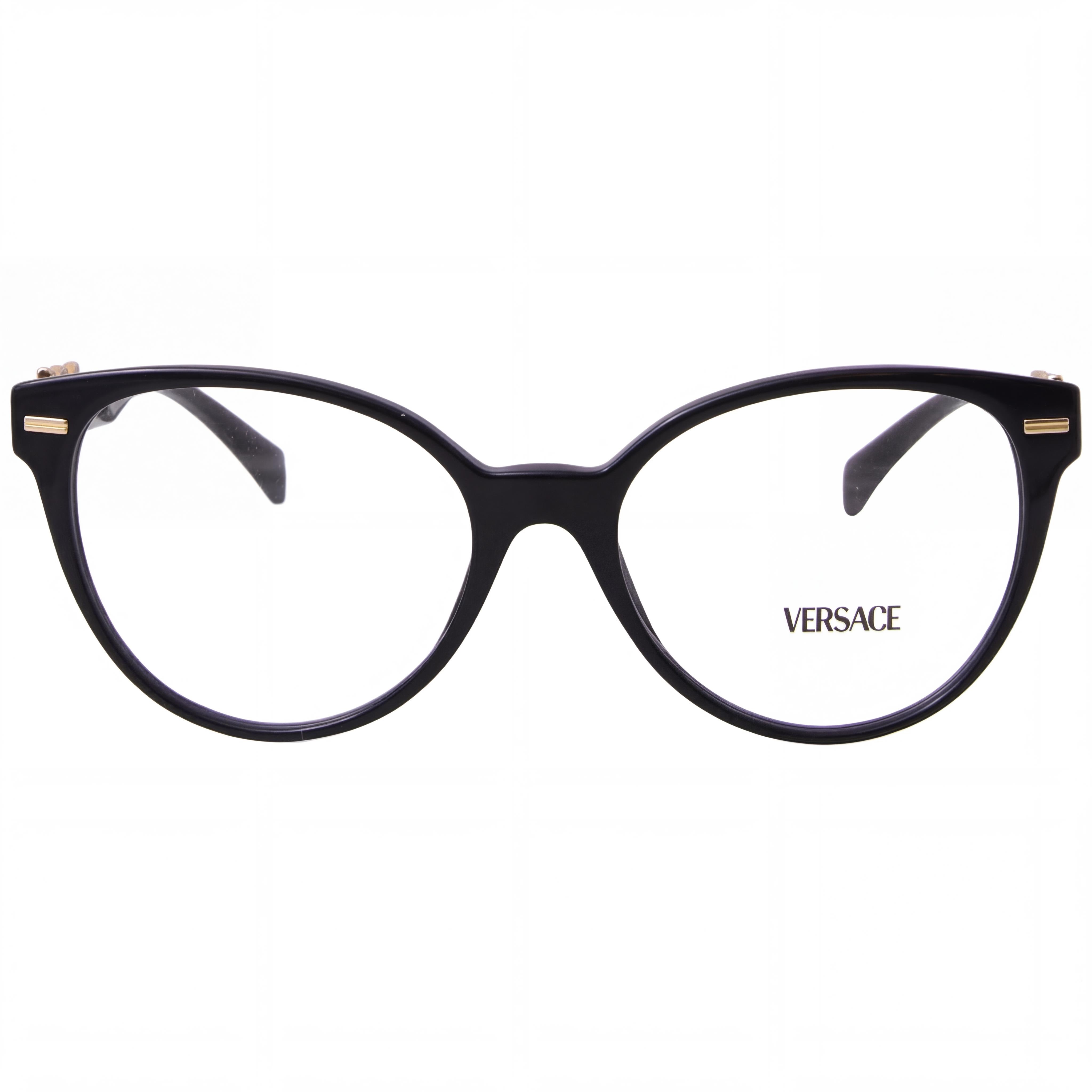 Versace Classic Women's Eyeglasses featuring a Black Acetate Frame and Clear Polycarbonate Lenses, 55mm Lens Width, Photo 2