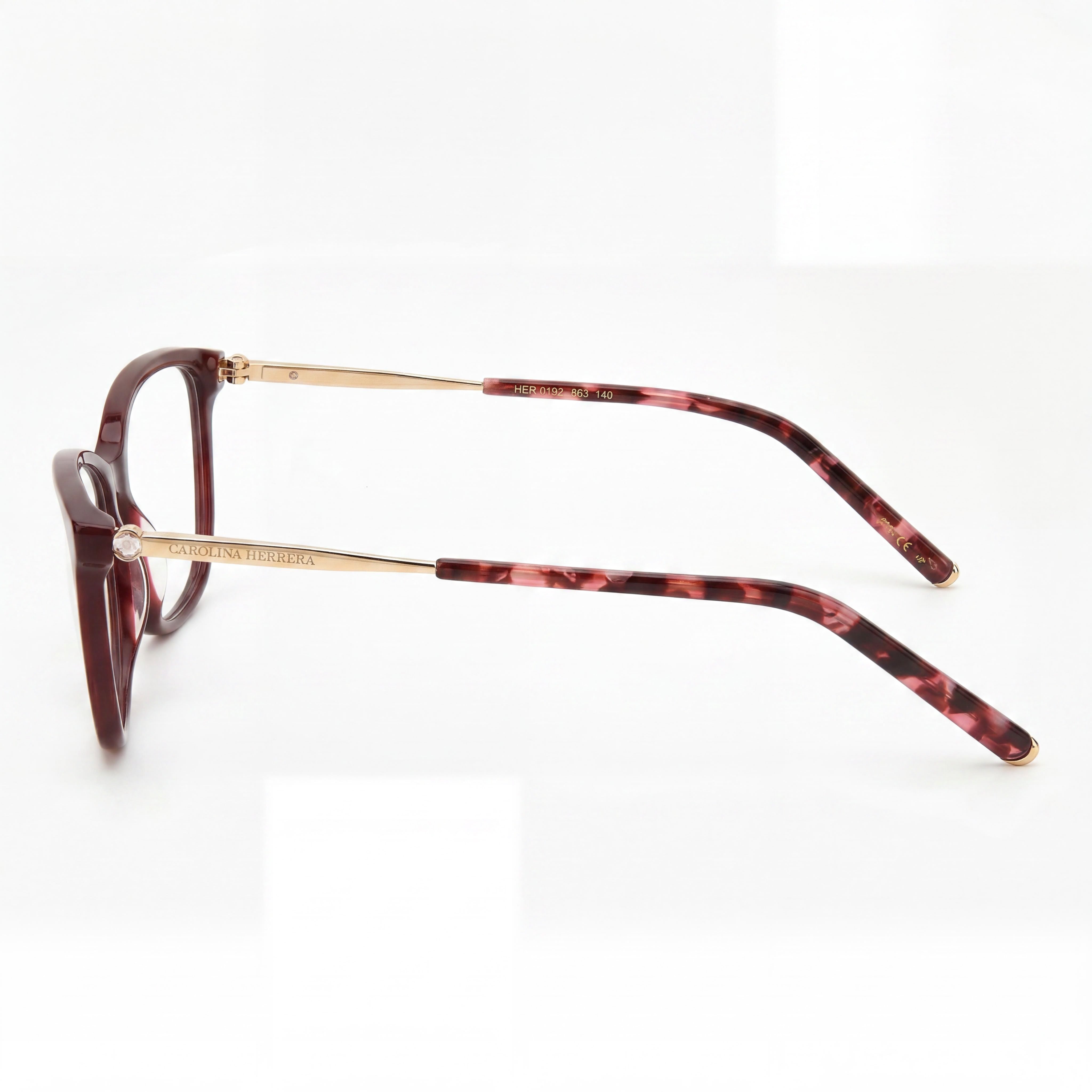 Carolina Herrera Classic HER 0197 Men's Plastic Non-Polarized Eyeglasses Burgundy Gold 54mm Lens, Photo 3