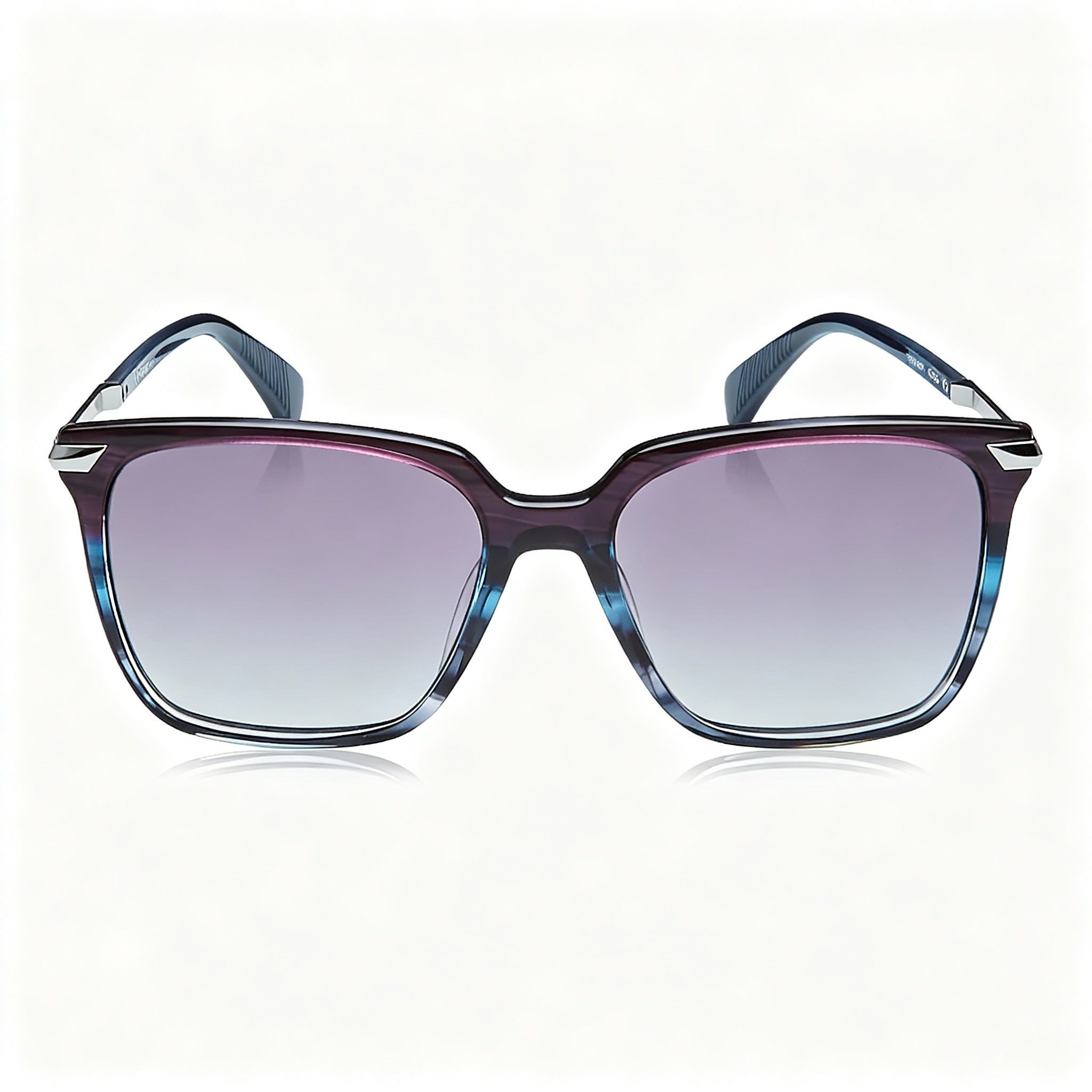 rag & bone Modern Women's Acetate Full Rim Square Sunglasses, Blueviolhorn, Grey Lenses 55-17-140, Photo 3