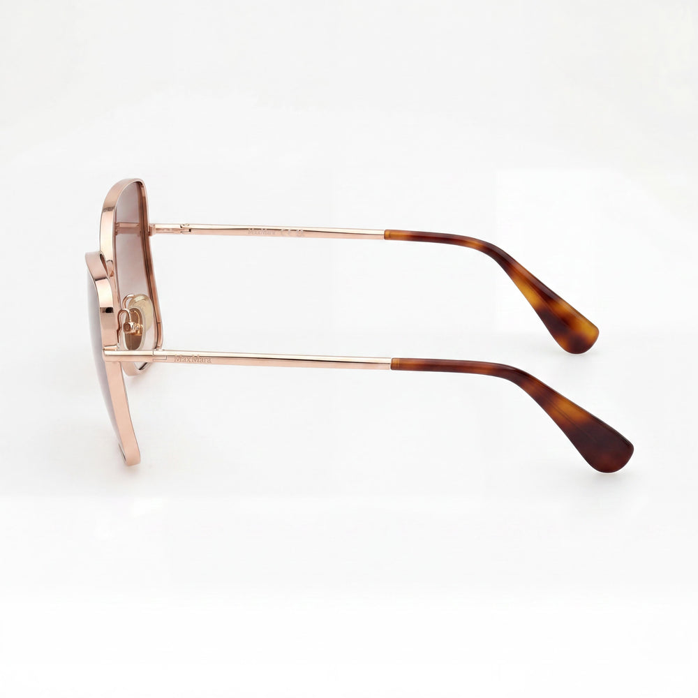 MaxMara Mm0097 Women's Shiny Rose Gold Acetate Frame Polycarbonate Lens UV 400 Non-Polarized Sunglasses 59mm
