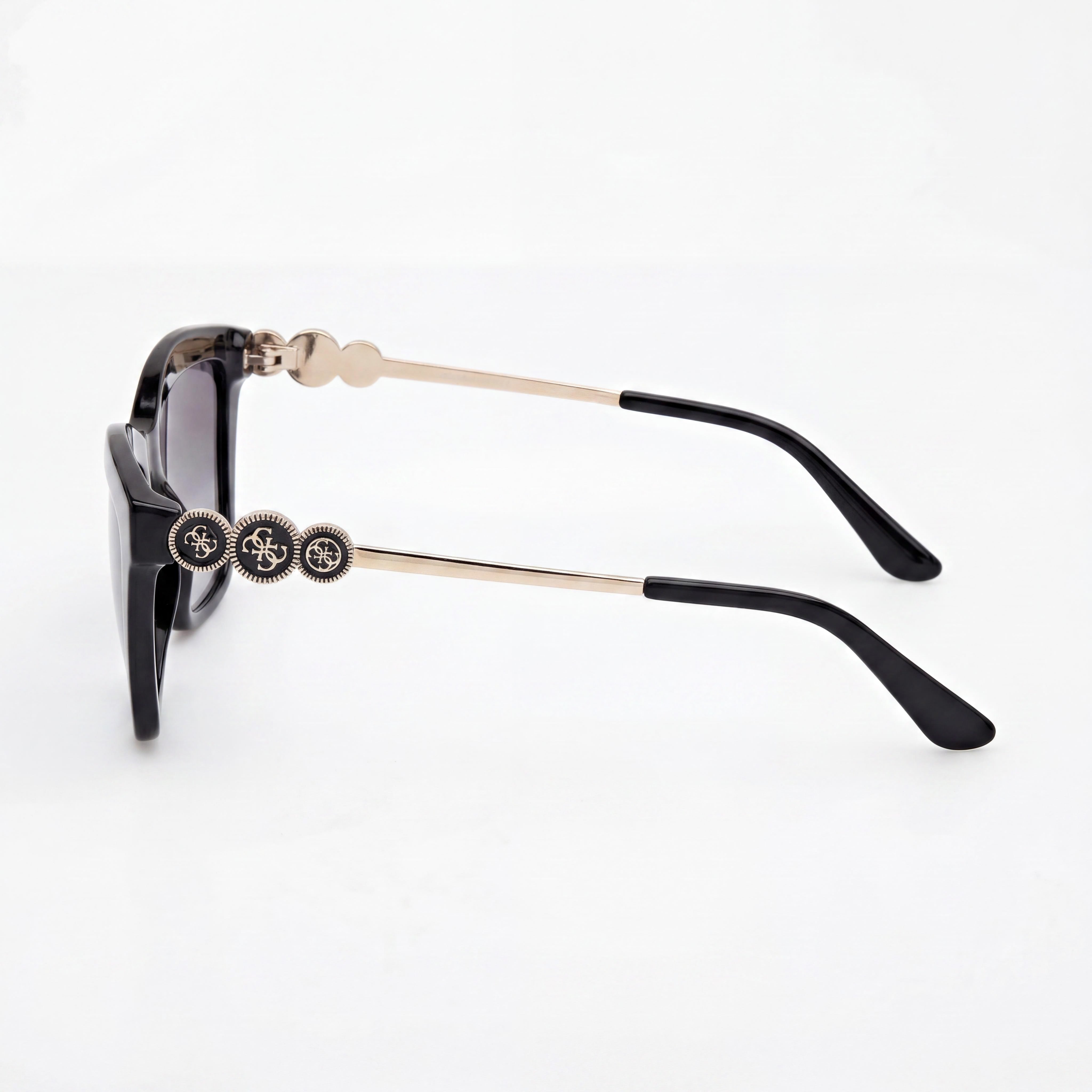 Gafas de sol de mujer tipo cat-eye GUESS de plástico, montura negra brillante, lentes ahumadas degradadas, 56 mm, Photo 3