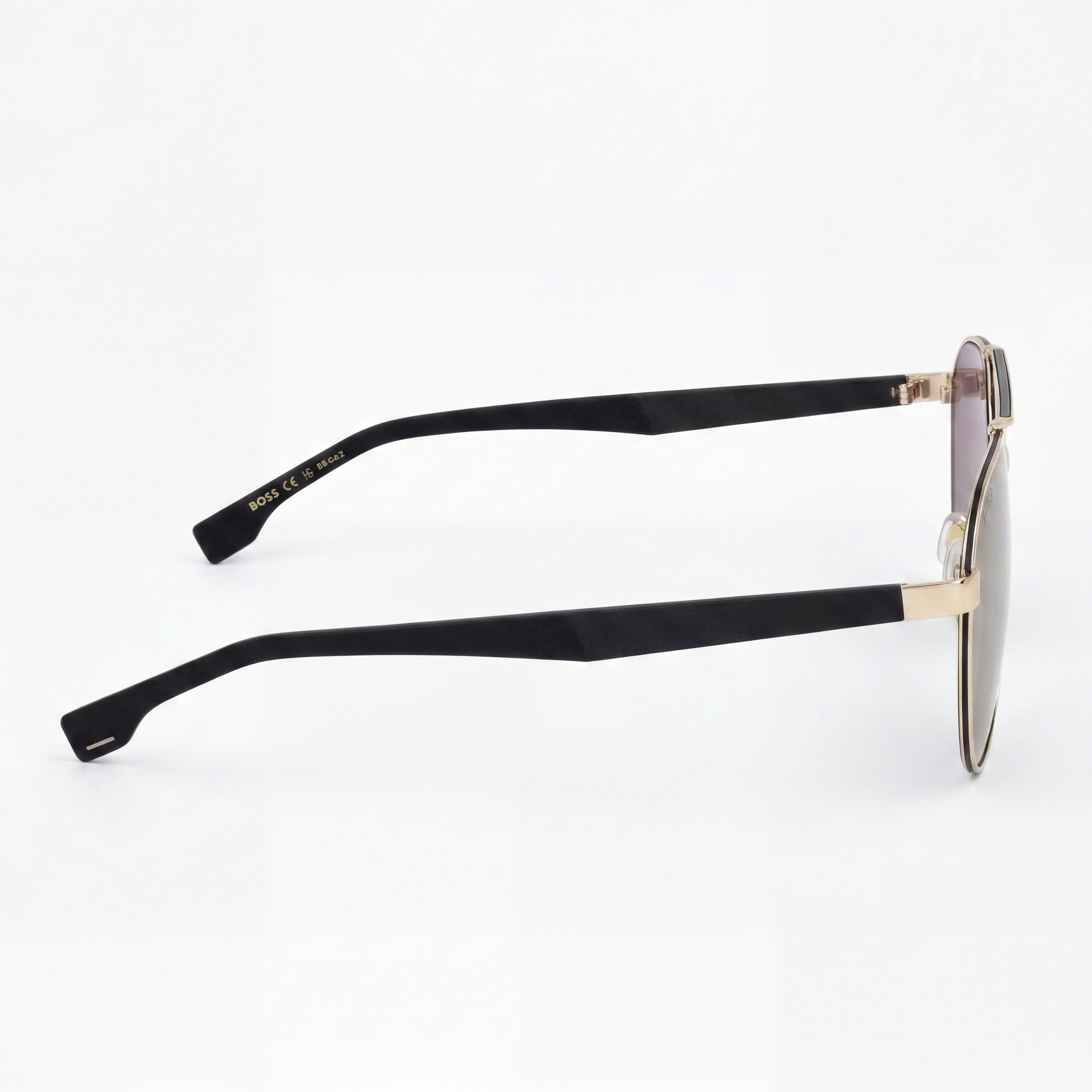 Hugo Boss Gafas de sol unisex modernas de acero aleado, marco degradado en oro, negro y azul, lentes degradadas en amarillo y azul con protección UV, 60 mm, Photo 3