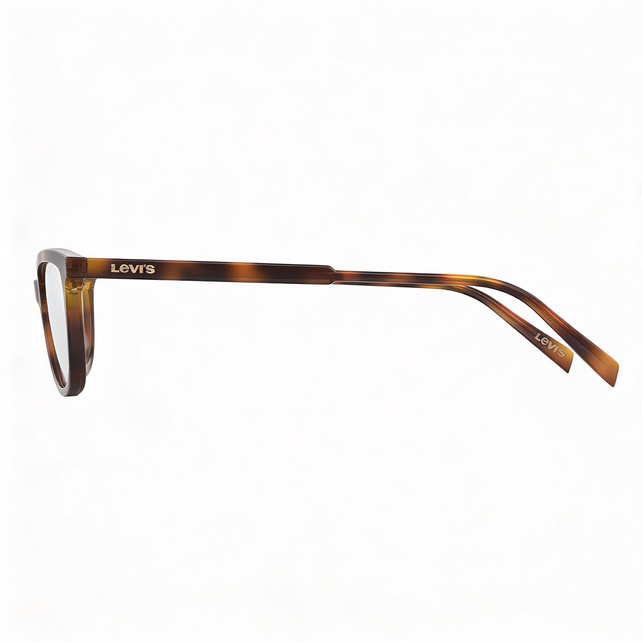 Montura de gafas graduadas rectangulares Levi's 1017 para mujer, color eco PMMA Havana, 51 mm, Photo 3