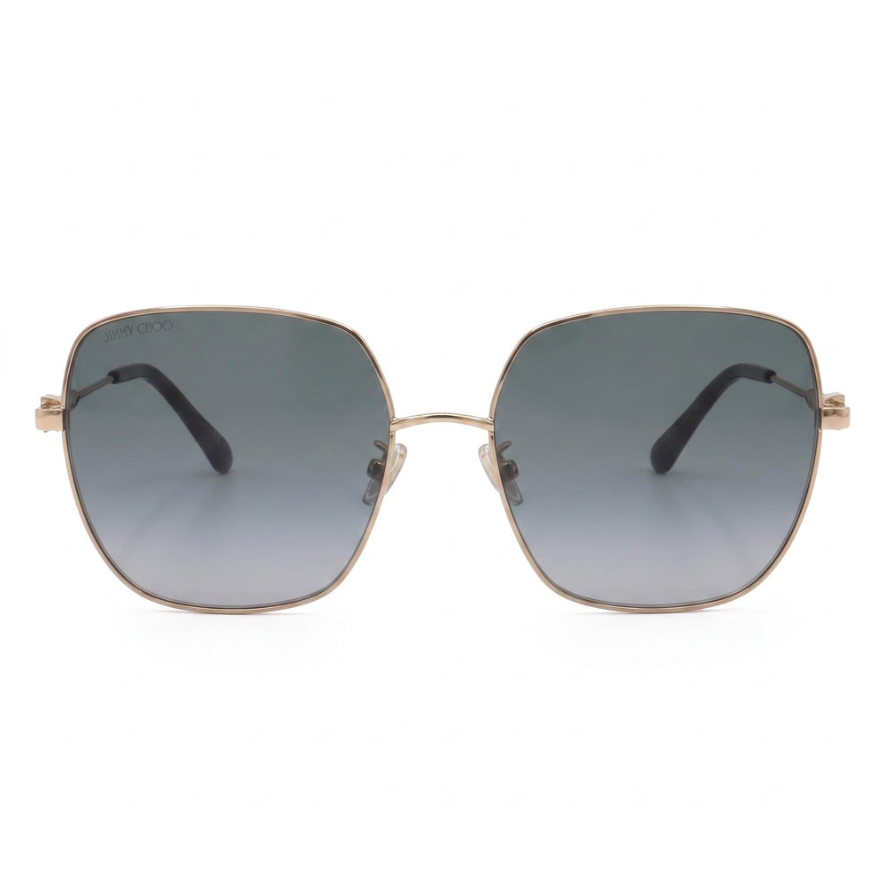 Jimmy Choo KORI/G/SK - Gafas de sol para mujer, de aleación de acero, color dorado y negro, con diseño de mariposa y degradado gris, protección UV, 60 mm