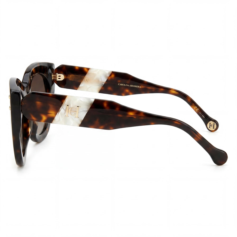 Gafas de sol clásicas de plástico Carolina Herrera HER 0127/S para mujer con protección UV, color habana blanco y marrón degradado, 50-26-145mm