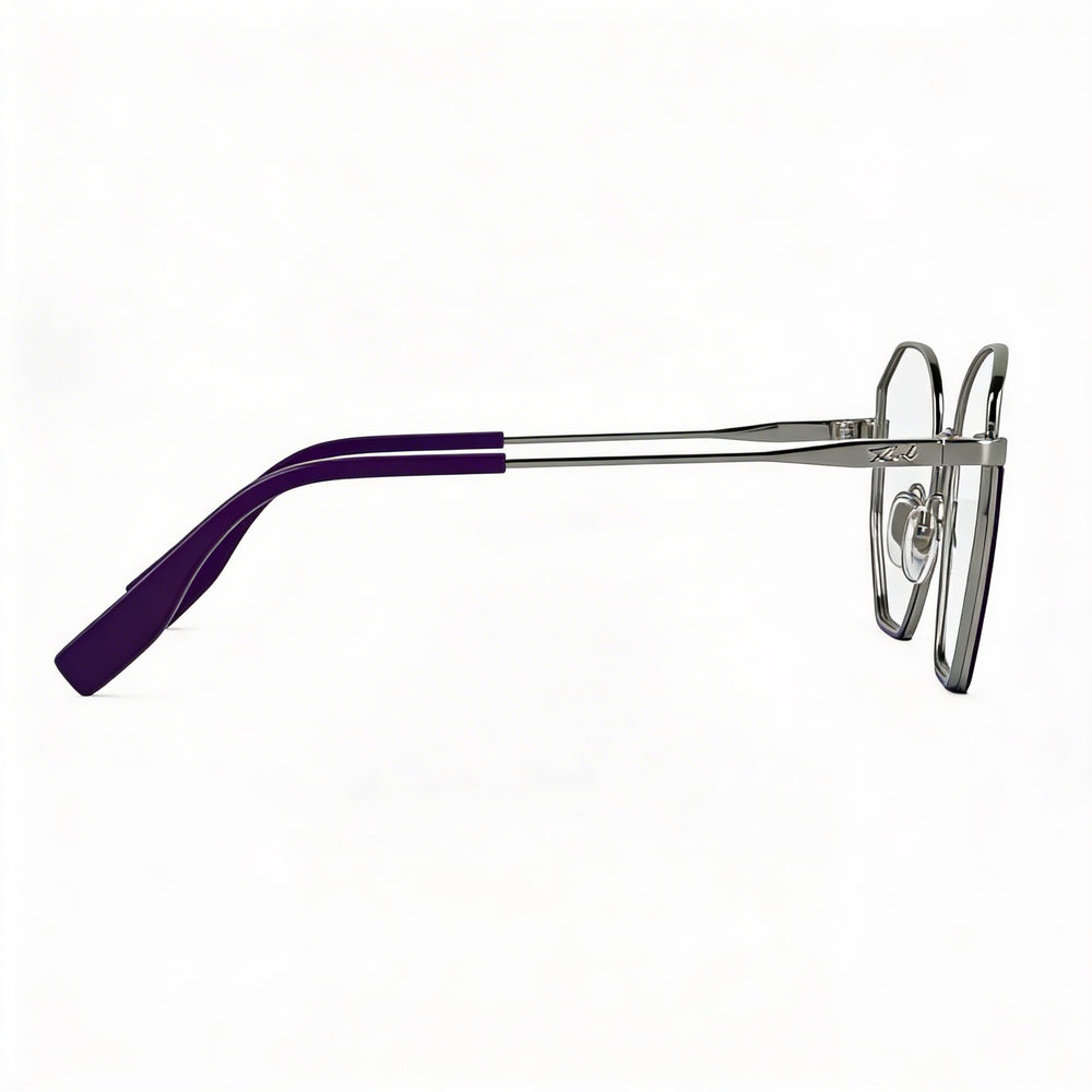 Colección informal para mujer de gafas de acetato KARL LAGERFELD en morado/plateado, 54 mm de ancho de lente