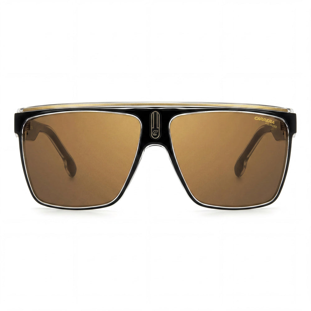 Carrera Modern Men's Black Gold Polyamide Frame Gold High Contrast Lenses UV Protected Sunglasses 63mm
