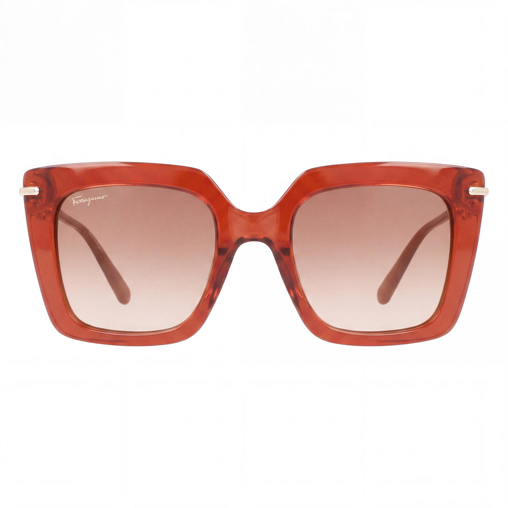 Salvatore Ferragamo SF1041S Women's Transparent Brown Plastic Butterfly Sunglasses Brown Gradient 51mm