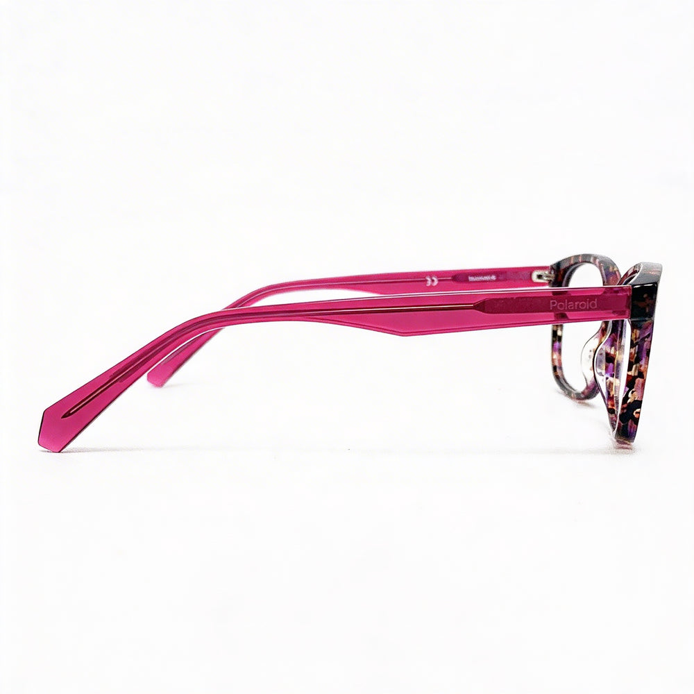 Gafas de sol Polaroid Pld D 321 para mujer, montura ovalada de plástico, color fucsia habana, lentes transparentes, 51 mm