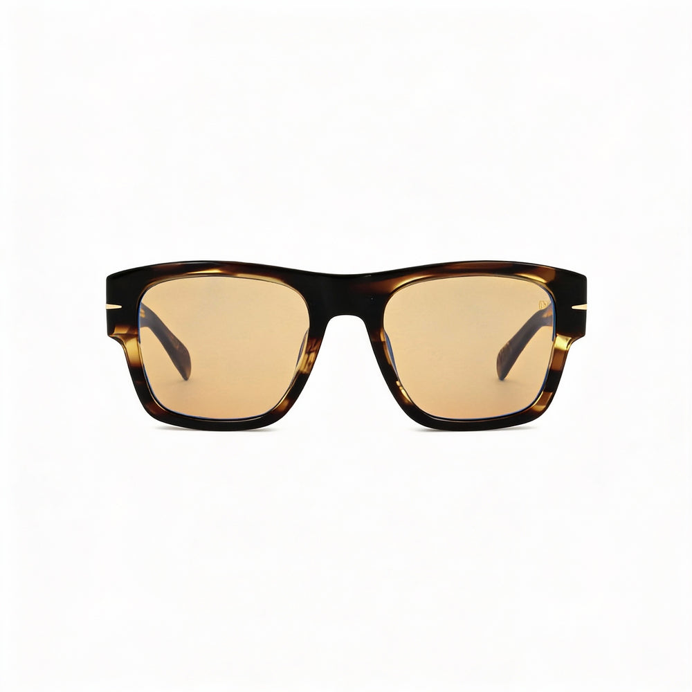 Gafas de sol David Beckham DB 7000/S Bold para hombre, con protección UV multicapa, de acetato, marrón, dorado y rayas, 52-20-145 mm