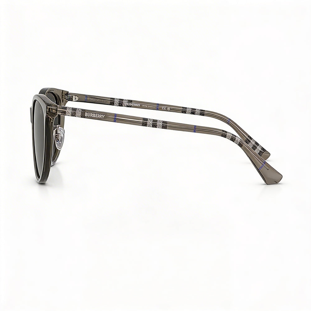 BURBERRY BE4464D Cat Eye Men's & Women's Grey Acetate Frame Dark Grey Polarized Lenses Sunglasses 56mm