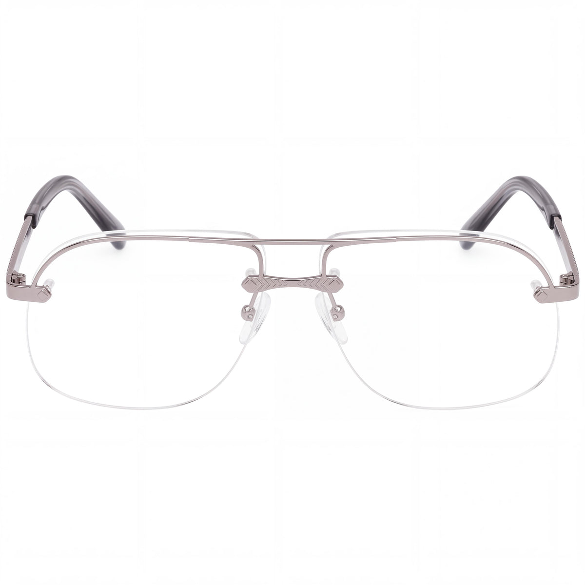 MCM WORLDWIDE MW5019 Semi-Rimless Metal Optical Frames for Men in Light Ruthenium, Size 59-12-145, Photo 2