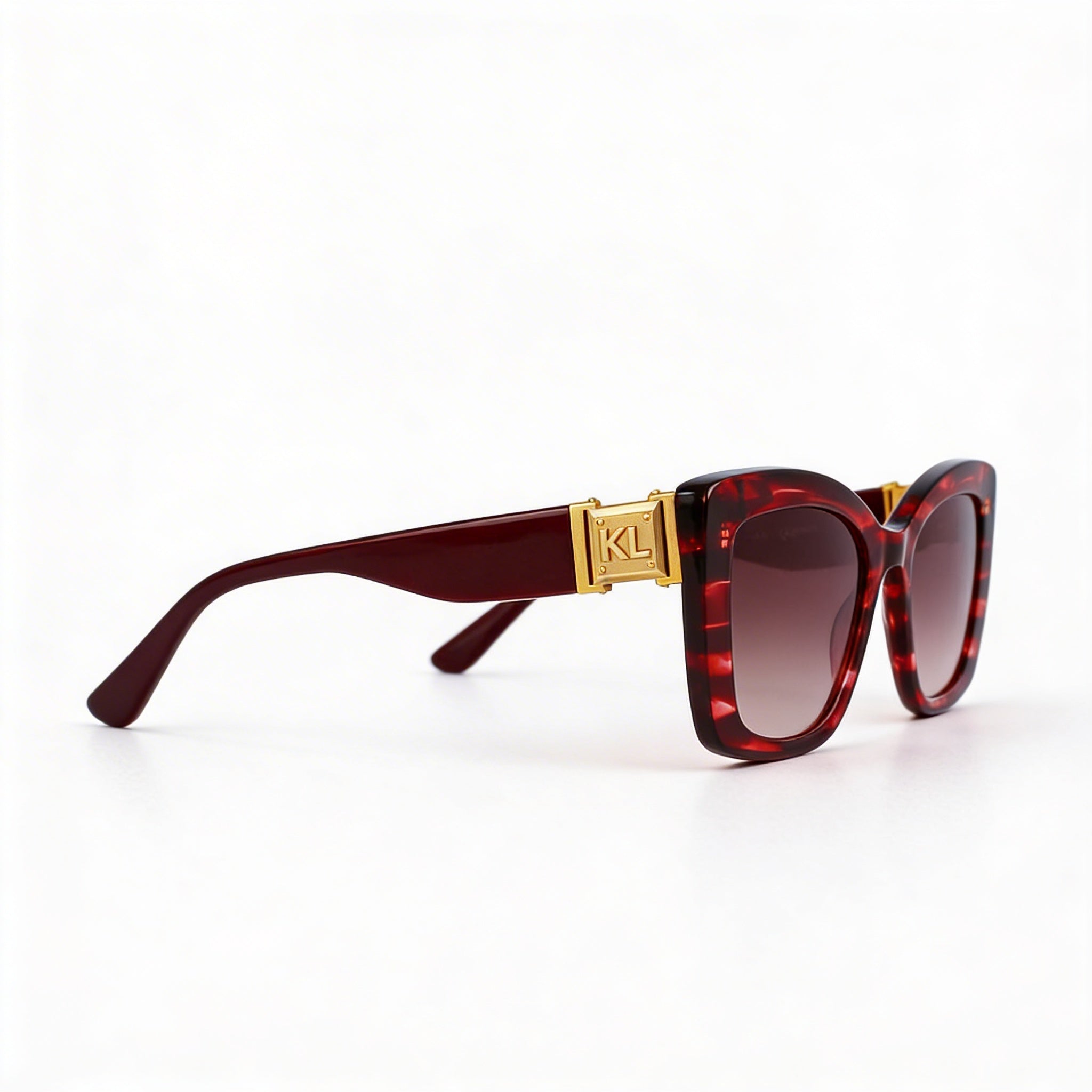 Gafas de sol KARL LAGERFELD Kl6139s de mujer con montura de ojo de gato de plástico rojo a rayas, no polarizadas, con protección UV, 53mm, Photo 2