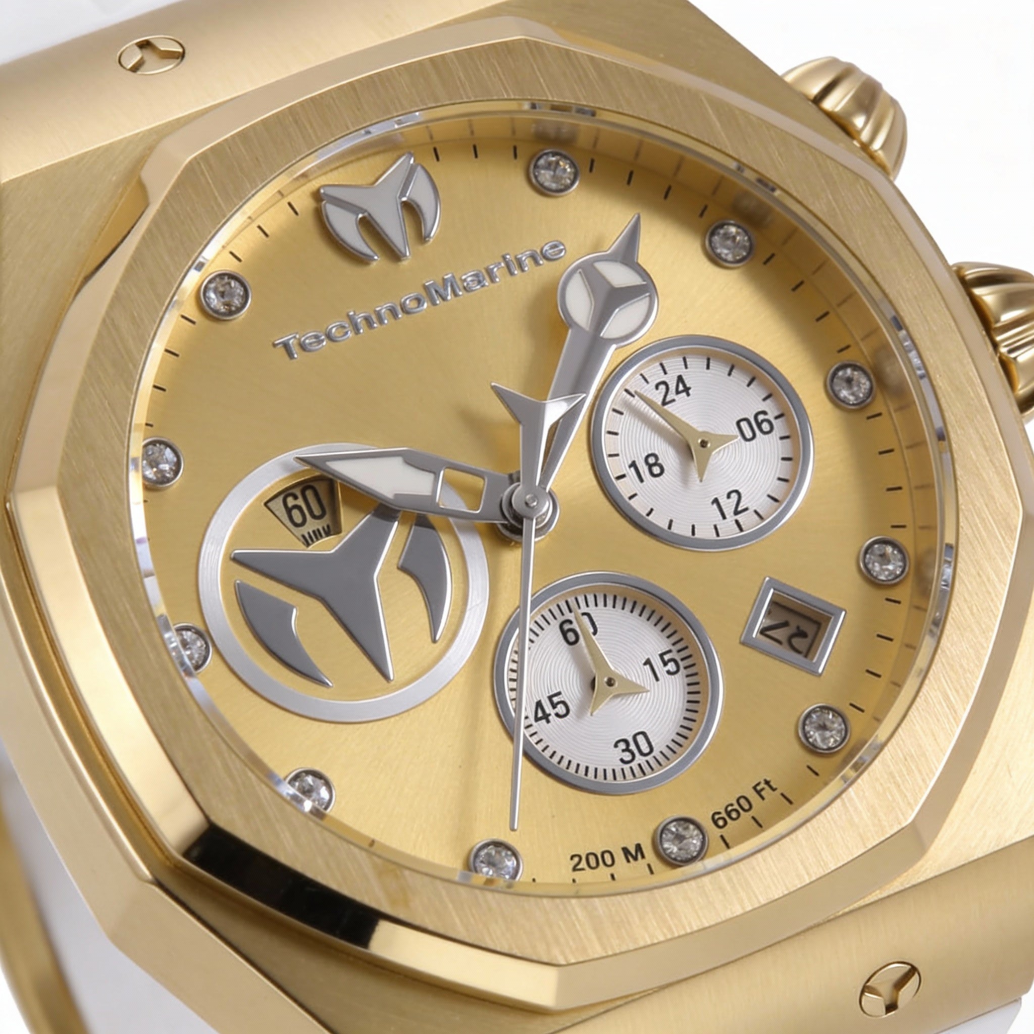 TechnoMarine Modern Unisex Quartz Water Resistant Watch, Gold-tone Case, White Band, 40mm, Photo 2