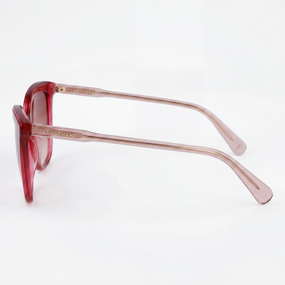 Gafas de sol Longchamp modernas para mujer, montura de propionato fucsia rosa, lentes de policarbonato, protección UV, 55 mm