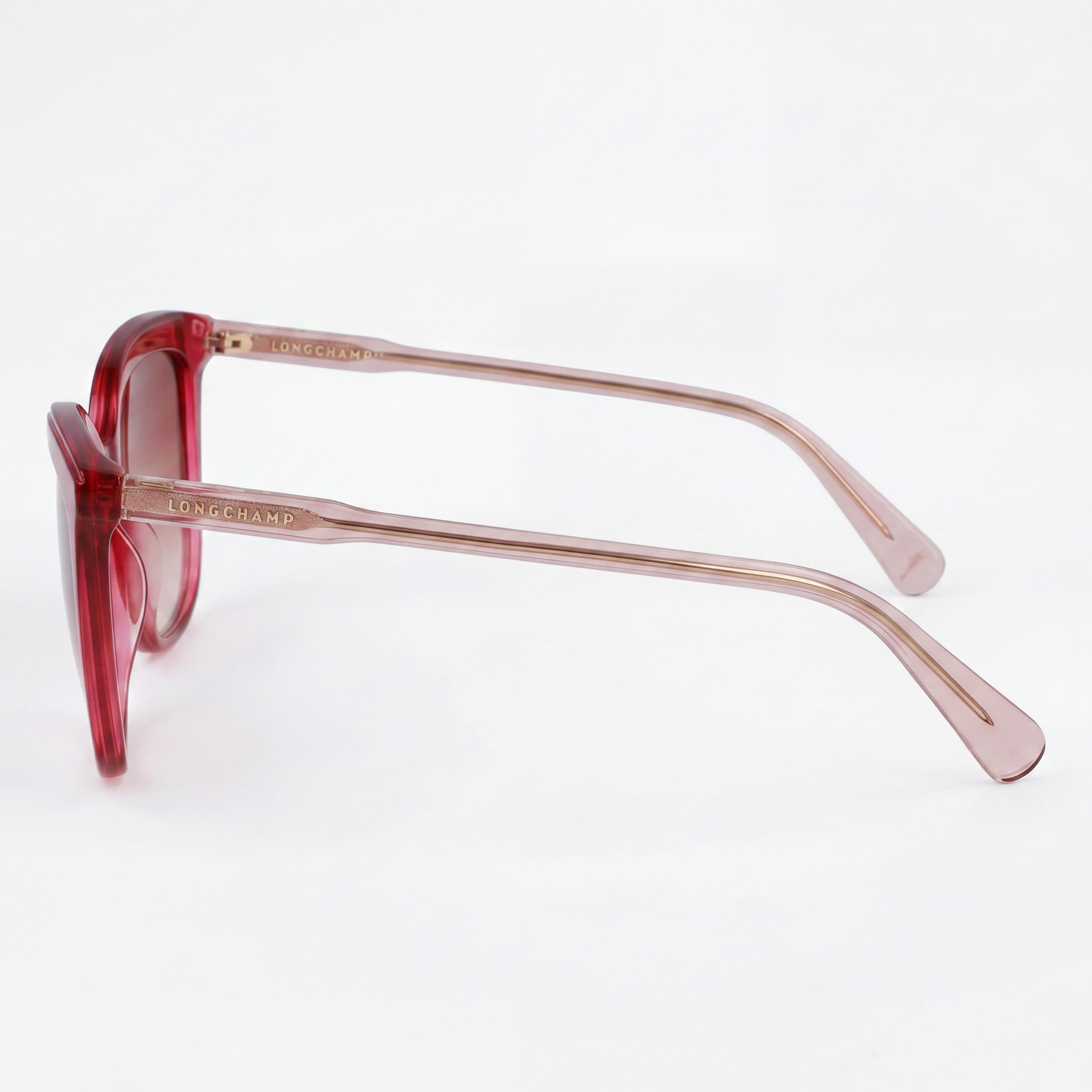 Gafas de sol Longchamp modernas para mujer, montura de propionato fucsia rosa, lentes de policarbonato, protección UV, 55 mm, Photo 3