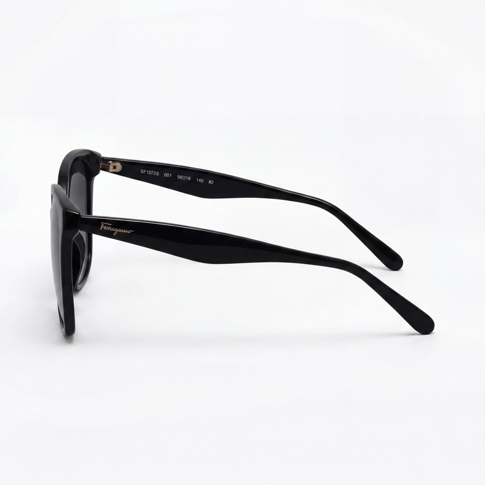 Salvatore Ferragamo Classic Women's Black Plastic Square Sunglasses 56mm Grey Gradient Non-Polarized 100% UV Protection