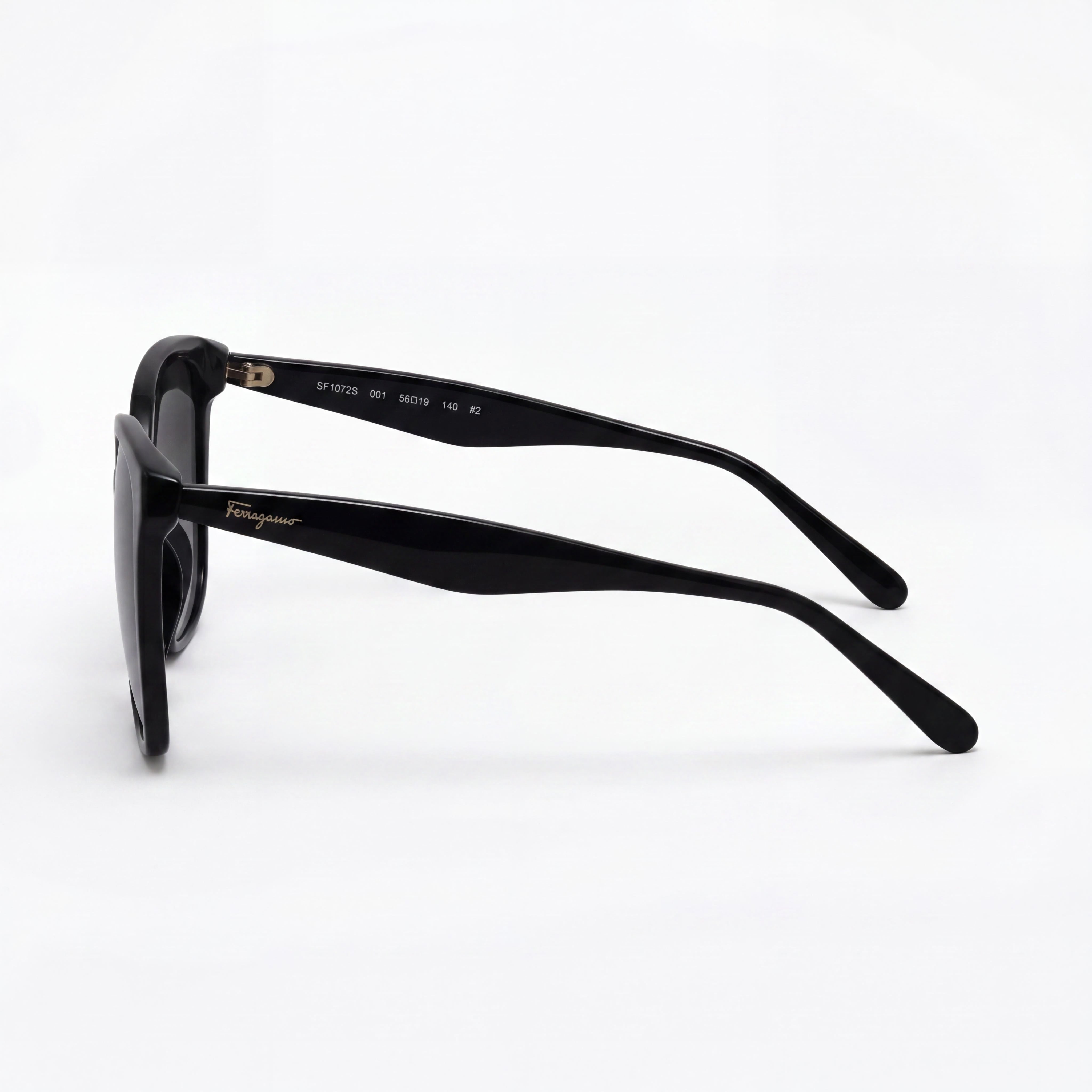 Salvatore Ferragamo Classic Women's Black Plastic Square Sunglasses 56mm Grey Gradient Non-Polarized 100% UV Protection, Photo 3