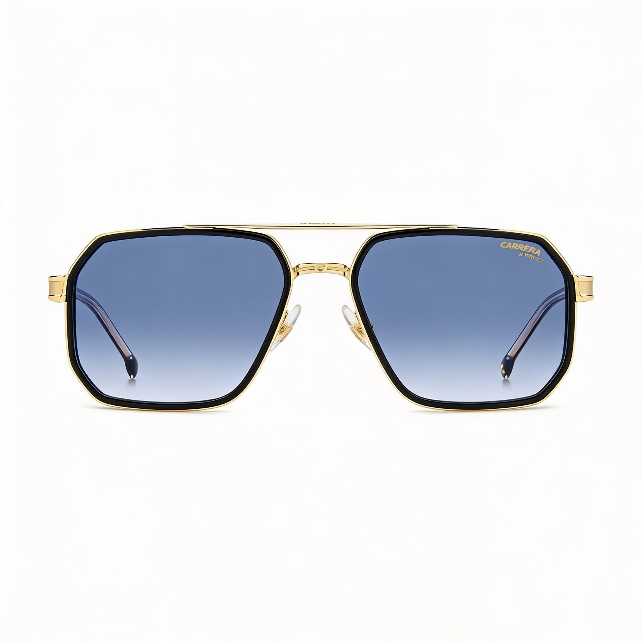 Carrera Lässig. Men's Metal Sunglasses featuring Black Gold Frame with Dark Blue Shaded Lenses, 58mm, Photo 3