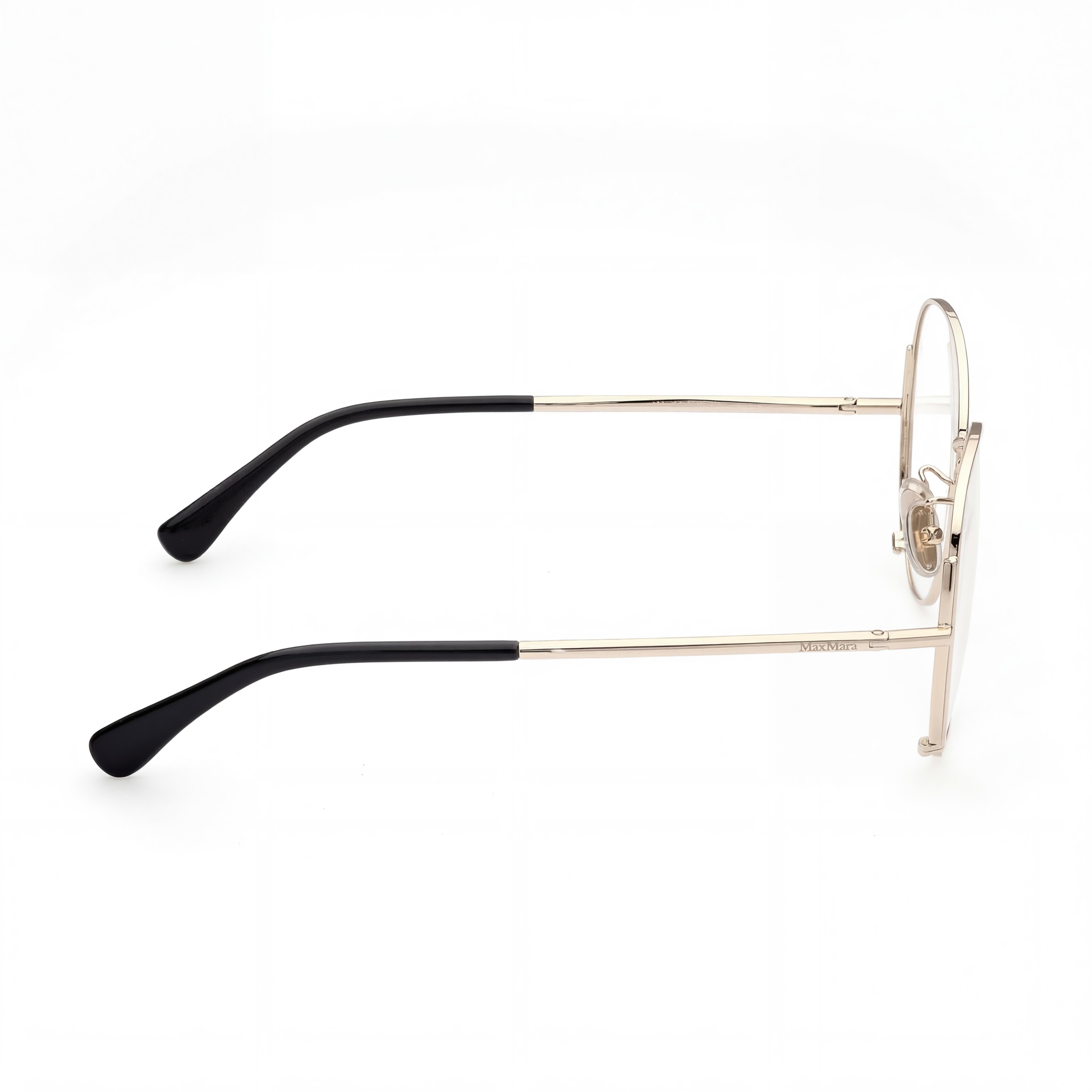 Gafas MaxMara MM5001-H para mujer, montura ovalada de metal dorado pálido y negro, montura completa 57mm, Photo 3