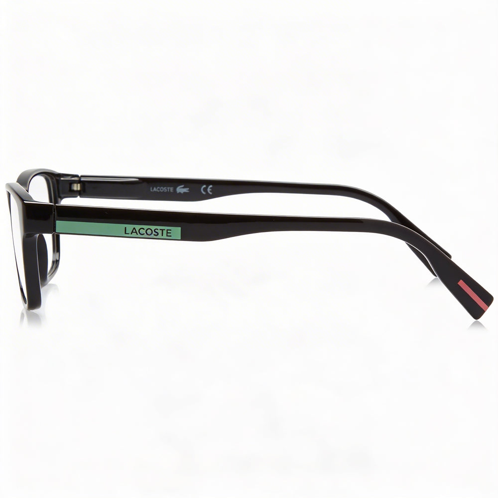 Lacoste Modern Women's Optical Eyeglasses, featuring an Injected Frame in Black, designed with a 50mm lens width.