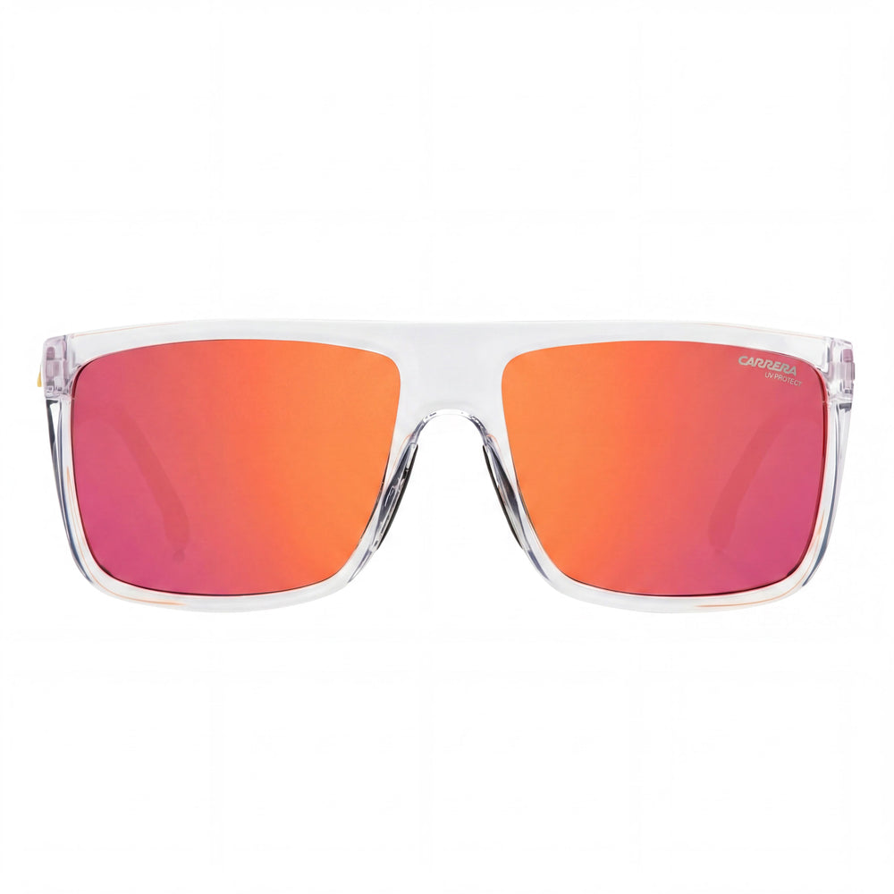 Carrera Modern Unisex Rectangle Transparent White Polyamide Frame Sunglasses with Crystal Lenses, UV Protection 58-16-145mm