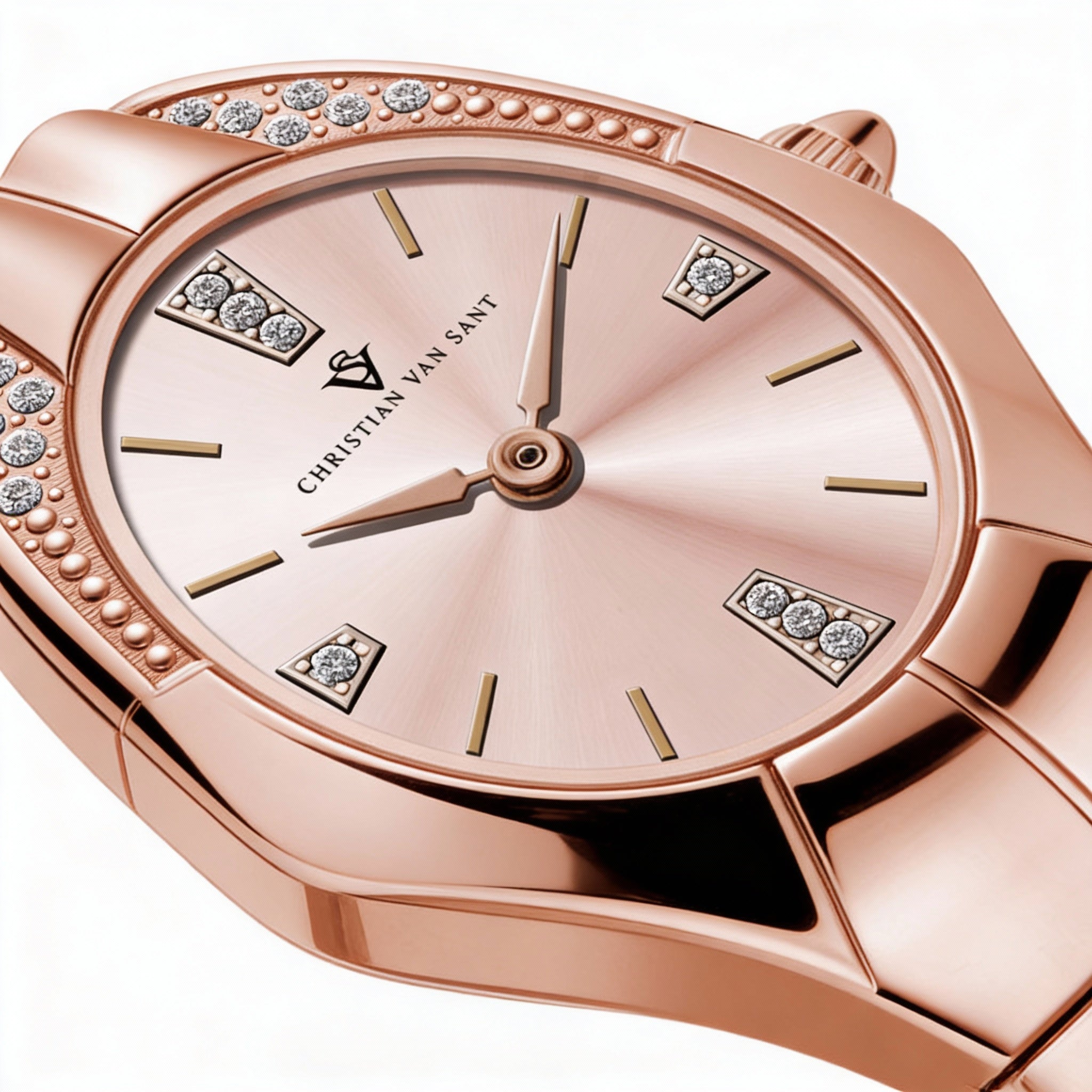 Reloj de cuarzo para mujer Christian Van Sant con esfera de oro rosa y caja y pulsera de acero inoxidable, Photo 2