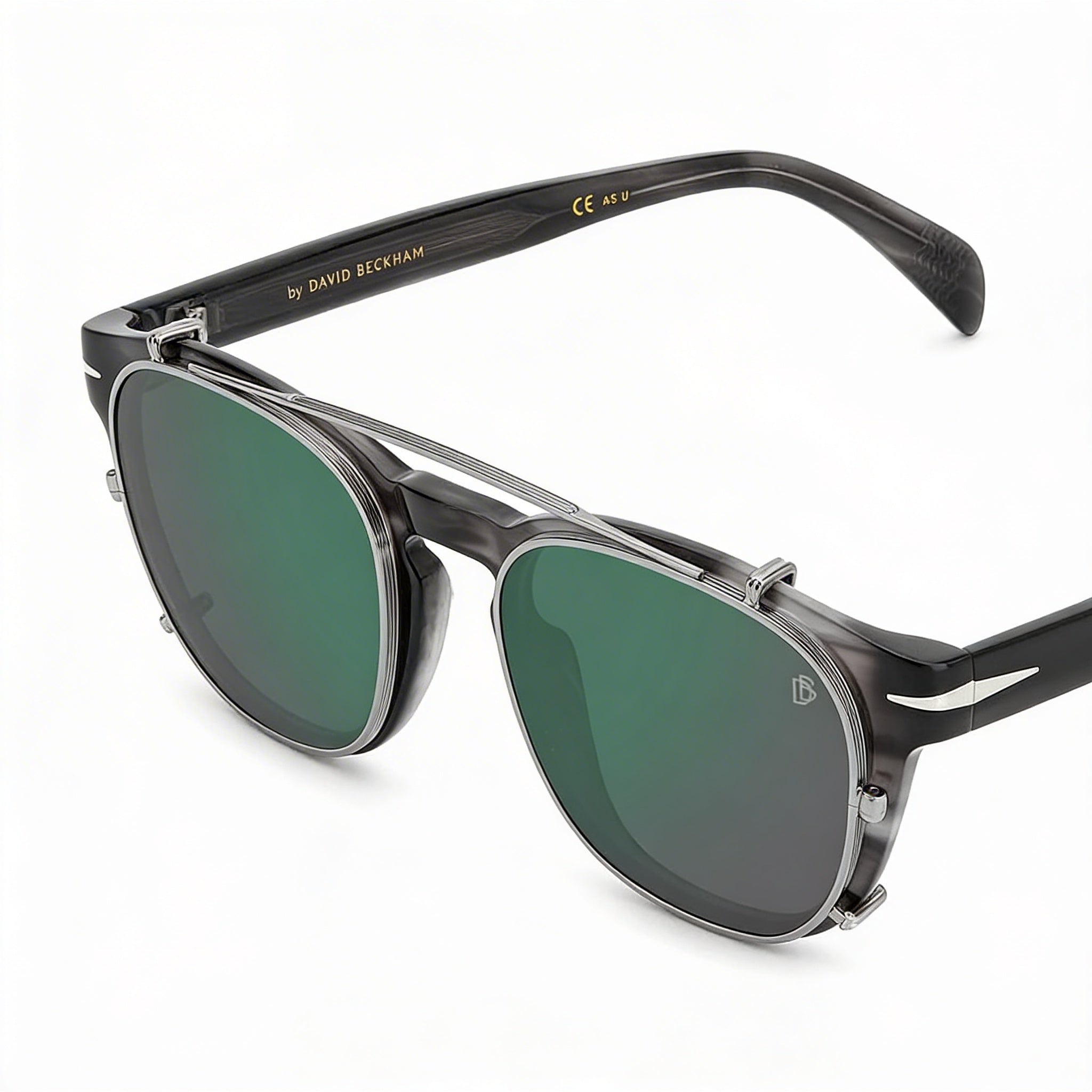 David Beckham Db 1117/Cs Gafas de Hombre con Clip de Aluminio Cuerno Gris Plata con Lentes UV Verdes 50-20-145, Photo 3