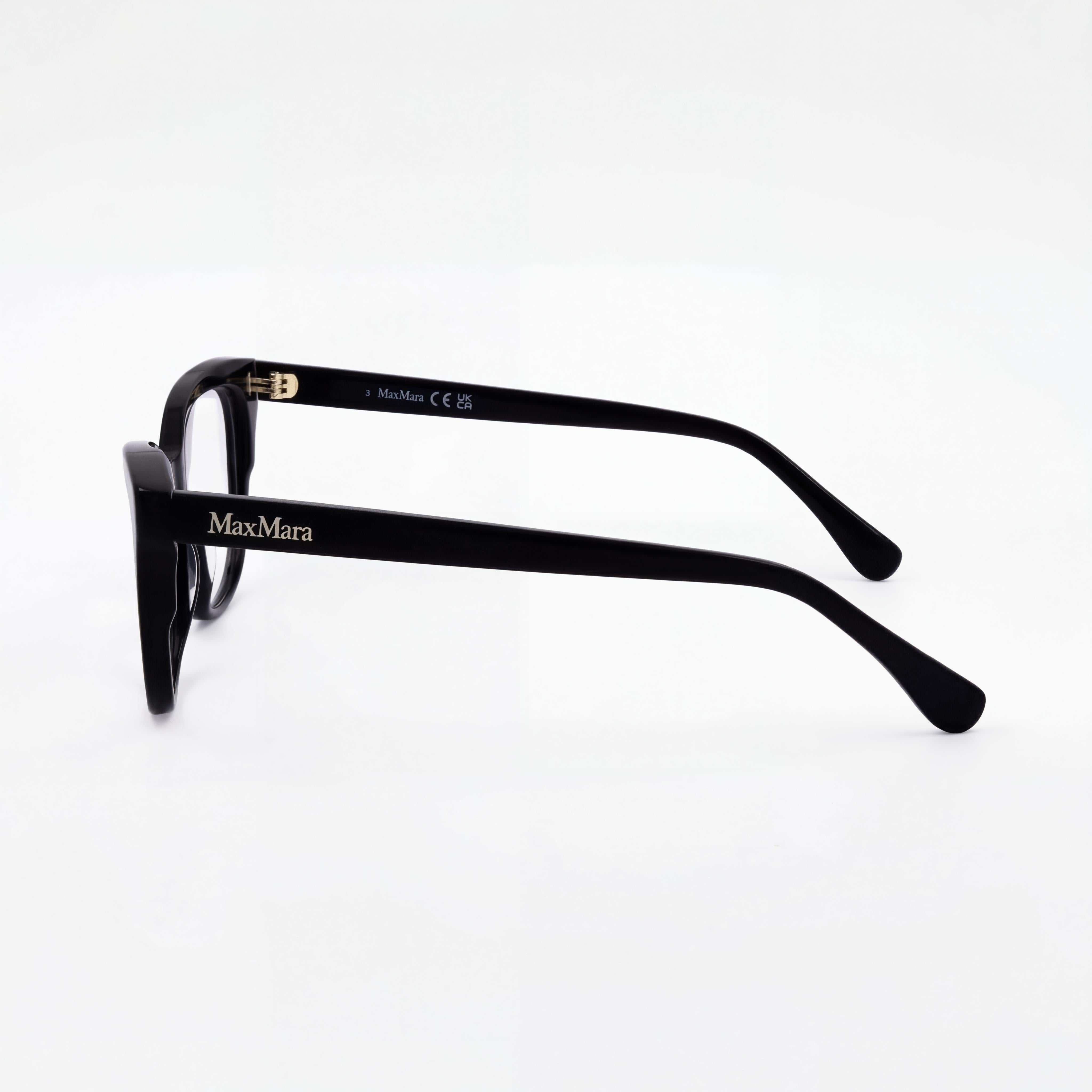 MaxMara Mm5094 Men's Shiny Black Plastic Frame Polycarbonate Eyewear Lens Width 52mm, Photo 3