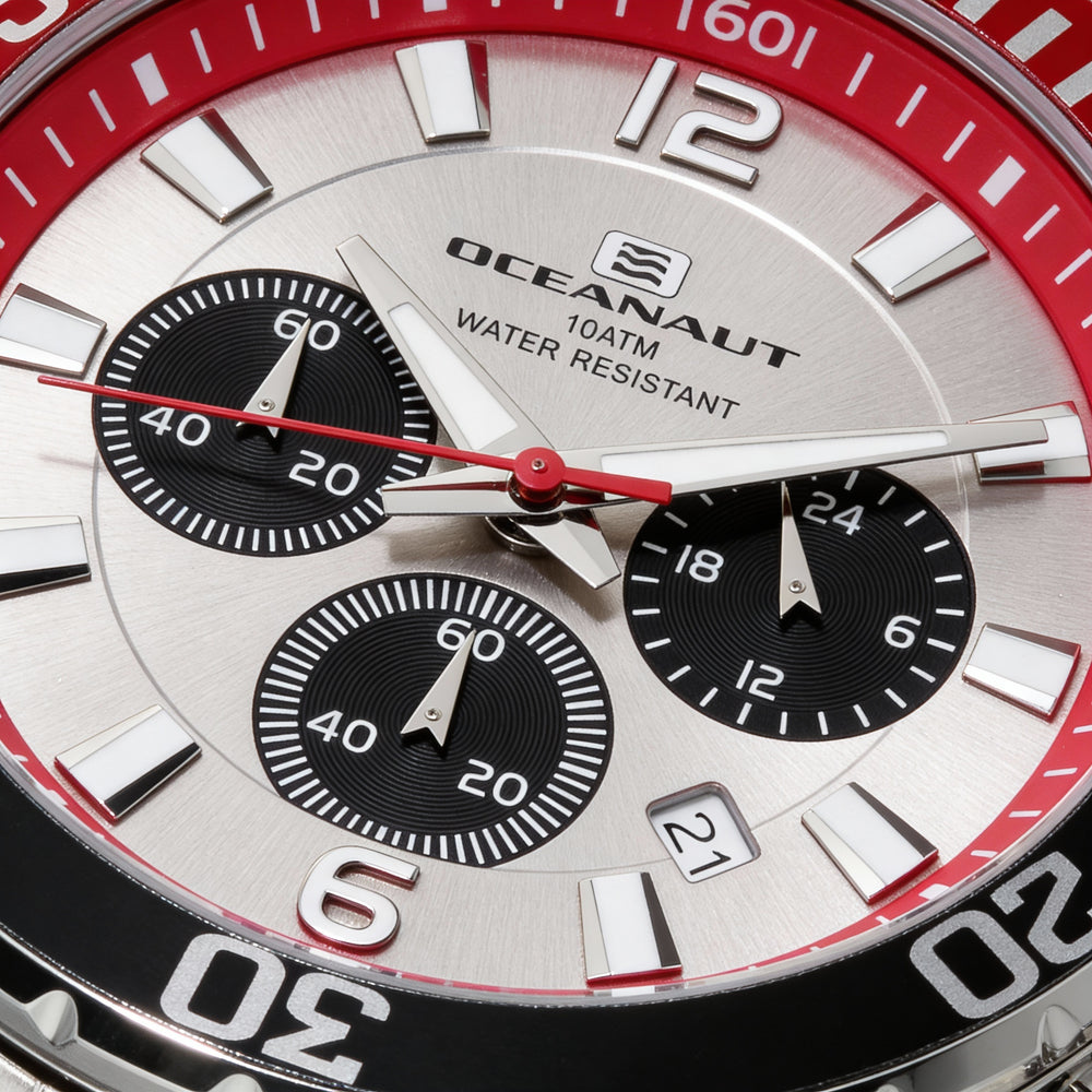 Oceanaut Quartz Movement Men's Blue Stainless Steel Water Resistant Watch with Black Dial and Double Locking Foldover Clasp