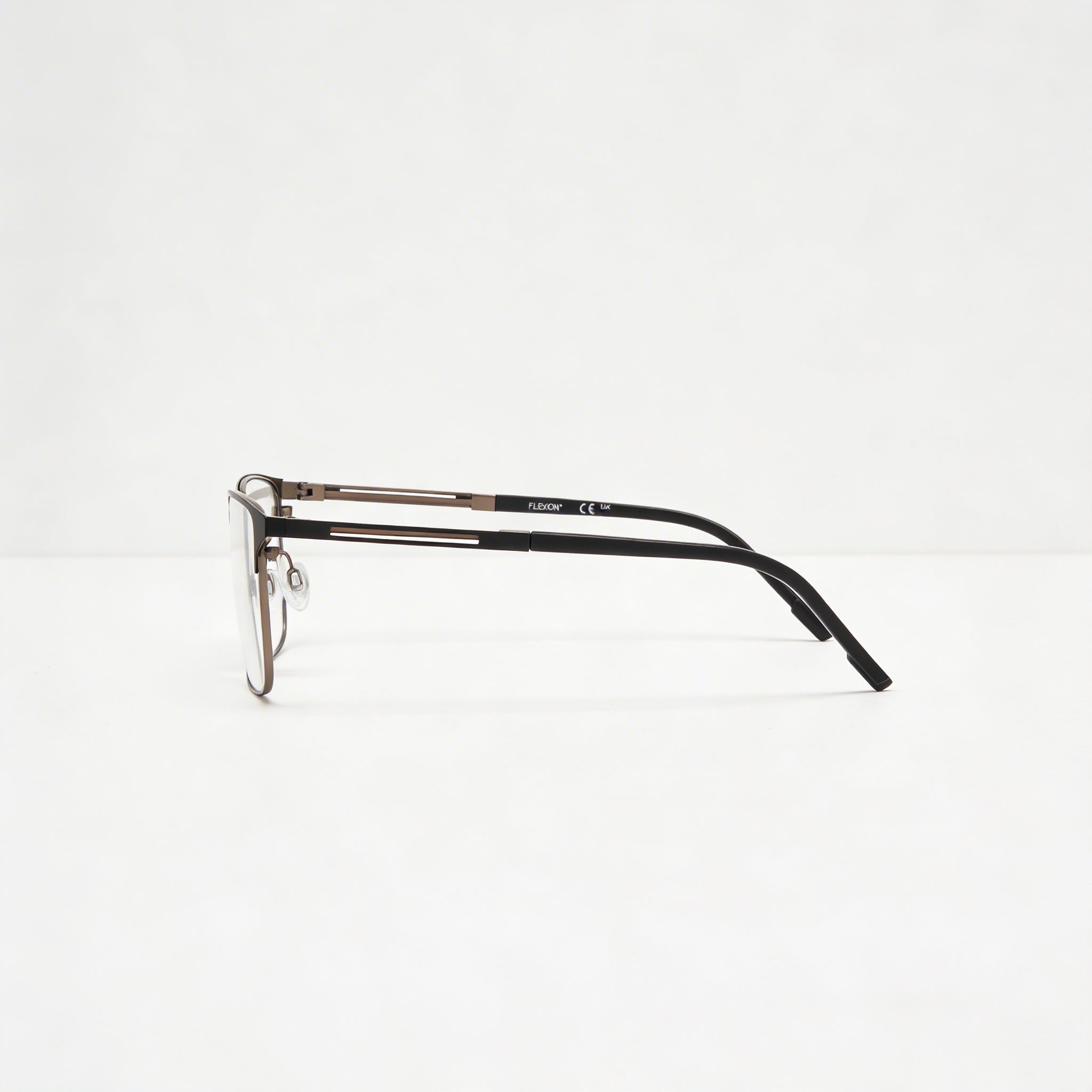 Flexon E1160 Men's Ophthalmic Eyeglasses Frames in Matte Black, 57mm Lens Width, 18mm Bridge, 150mm Temple Length, Photo 3