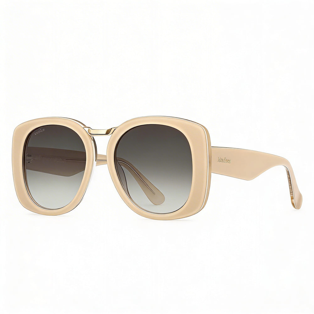 MaxMara Mm0092 Unisex Eyewear featuring an Acetate Frame in Ivory and Polycarbonate Lenses, Size 55-18-140mm