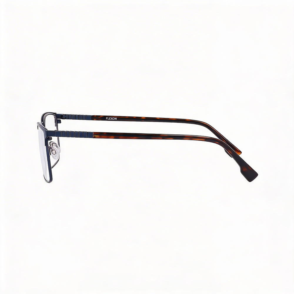 Montura de acetato unisex Flexon E1129 en color azul marino mate con lentes de policarbonato y un ancho de lente de 59 mm