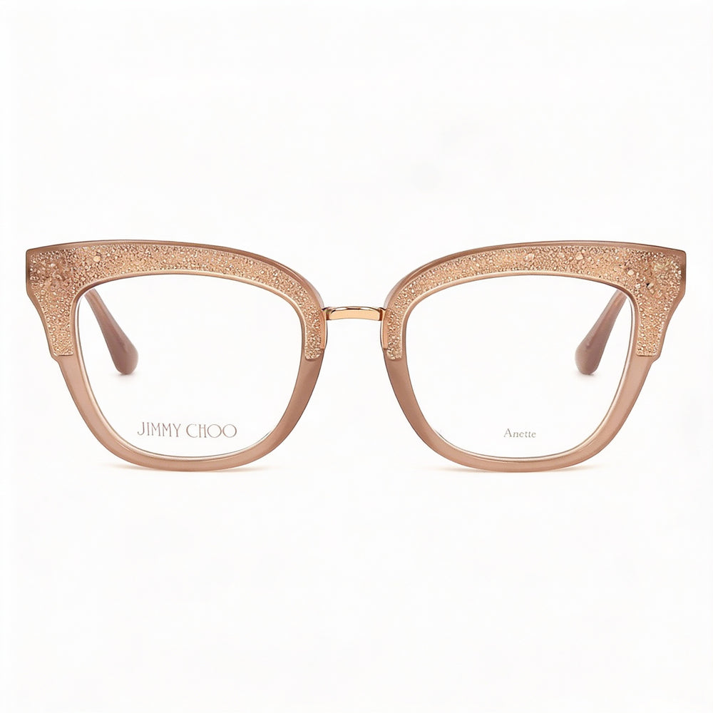 JIMMY CHOO Eyewear Women's Nude Plastic Frame with non- Lenses, 49mm Lens, 145mm Bridge, 20mm Temple