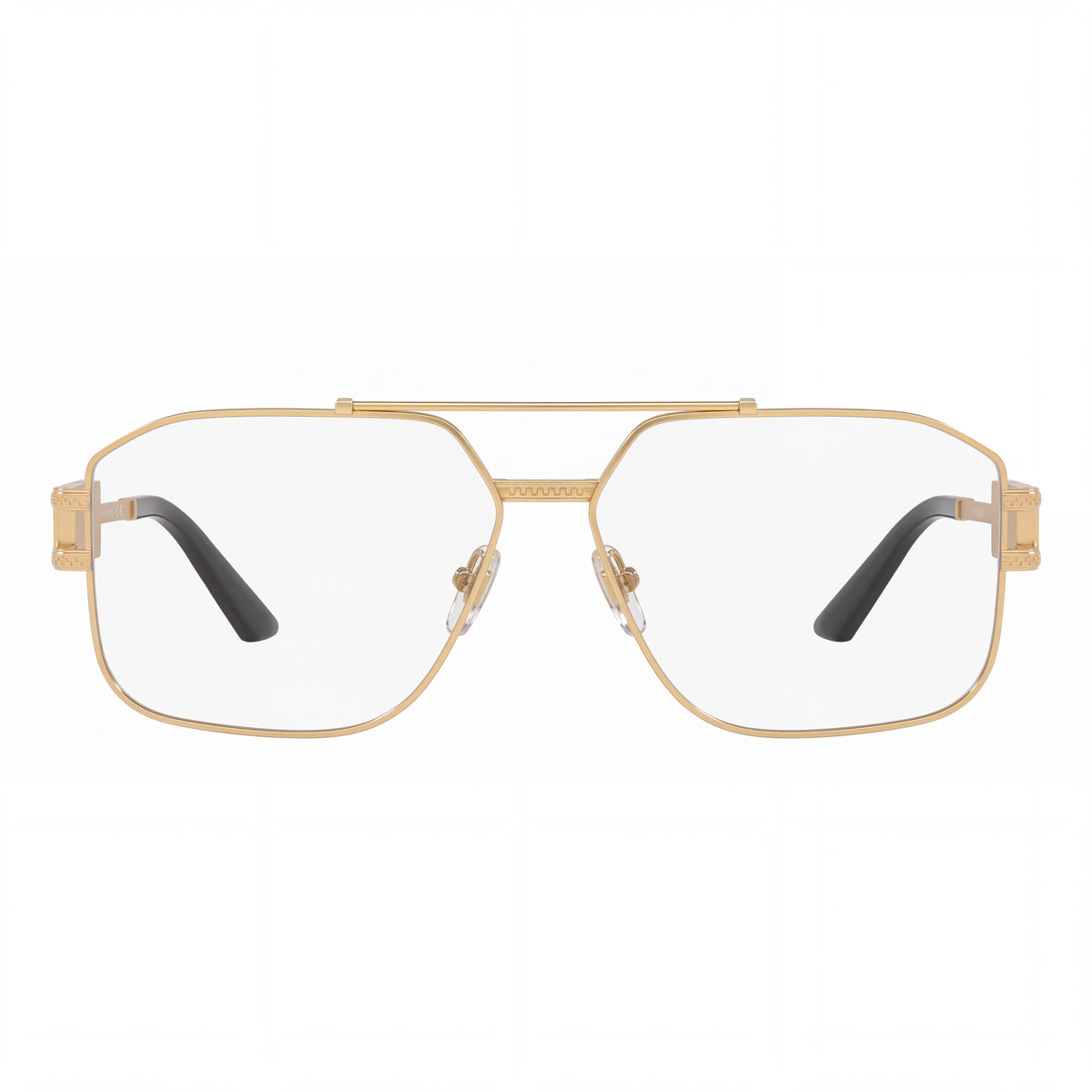 Versace Luxury Gold Unisex Eyeglasses with Gold Stainless Steel Frame and Clear Lenses 59-13-140, Photo 2