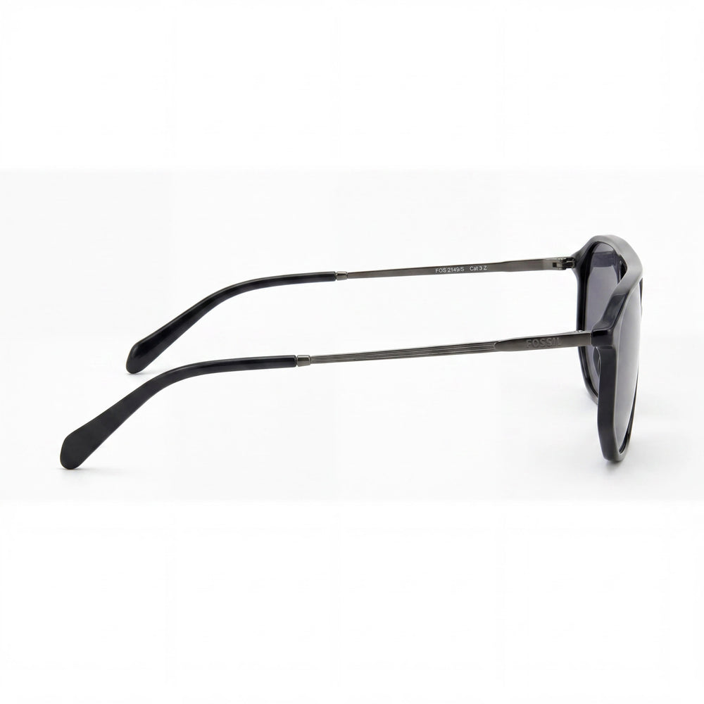 Fossil FOS 2149/S Gafas de Sol Unisex de Acero Inoxidable con Protección UV, Montura Negra/Gris, Lente Negra 59mm